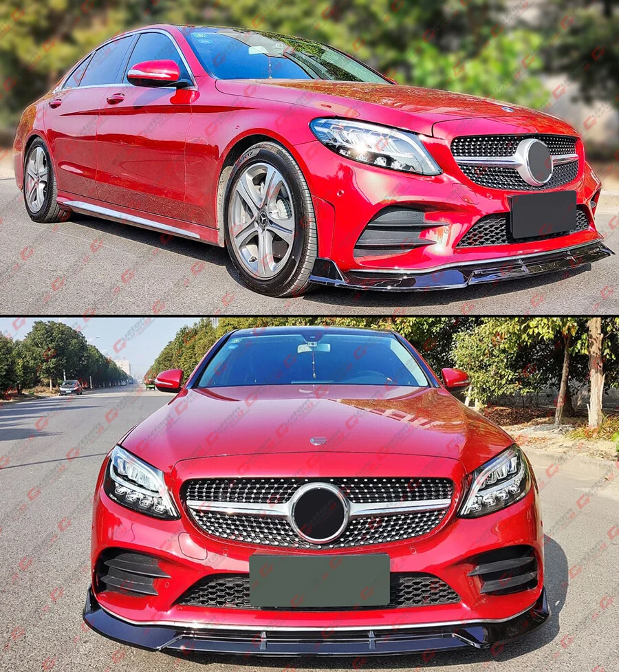 Gloss Black Front Bumper Lip Splitter Valance for Mercedes Benz W205 C300 C43 AMG Coupe/Sedan 2019-2021 - Image 5