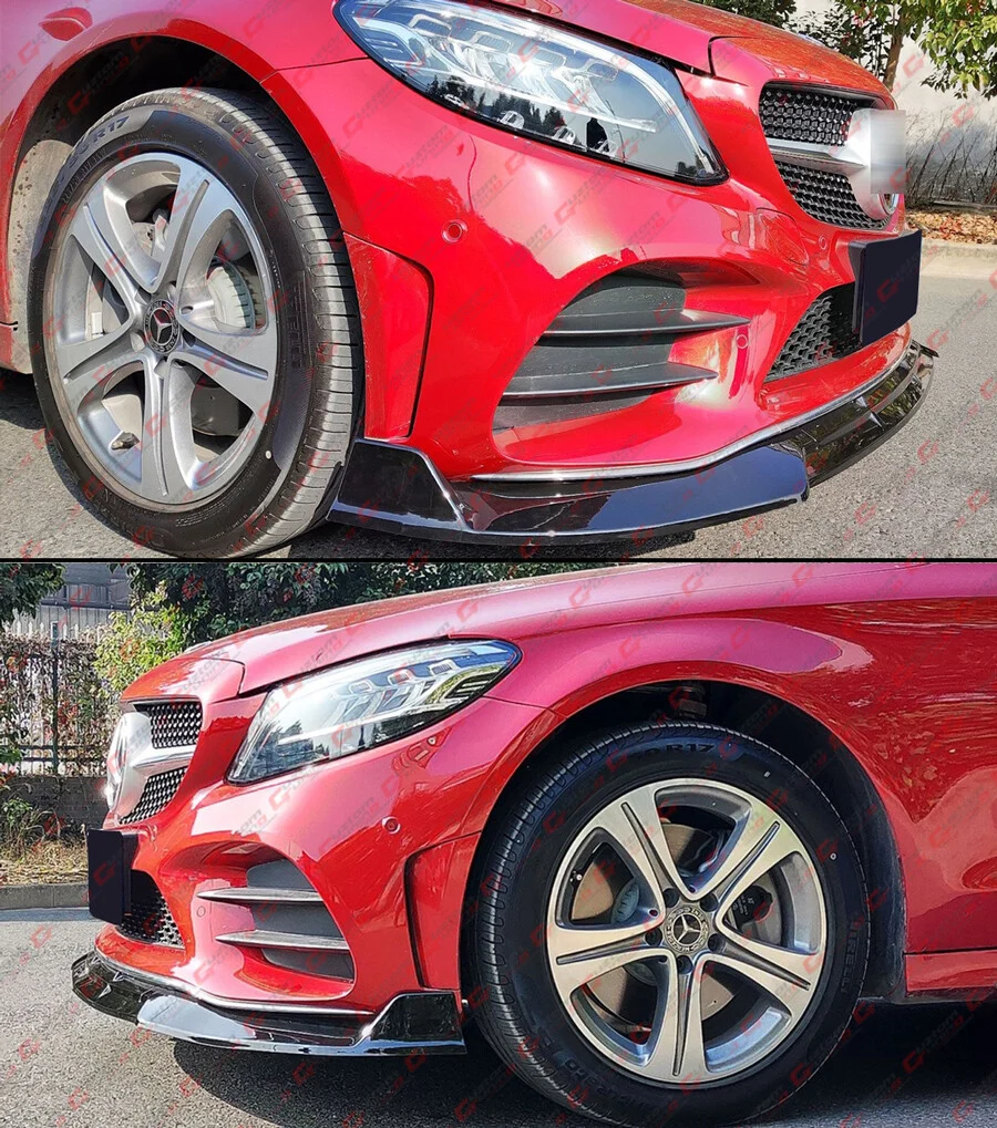 Gloss Black Front Bumper Lip Splitter Valance for Mercedes Benz W205 C300 C43 AMG Coupe/Sedan 2019-2021 - Image 6