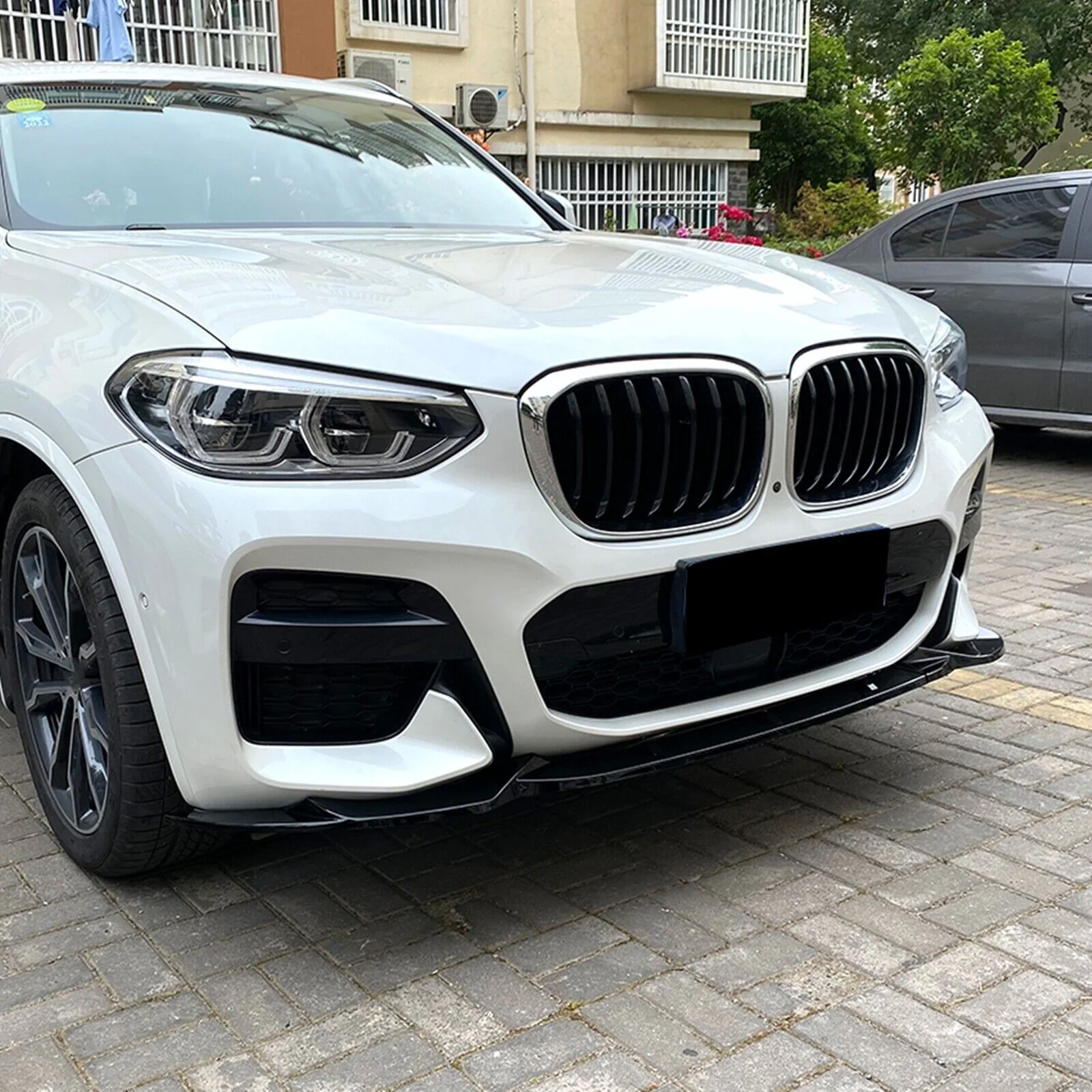Gloss Black Front Bumper Spoiler Lip Kit For BMW X3 G01 X4 G02 M Sport 2018-2021 - Image 2