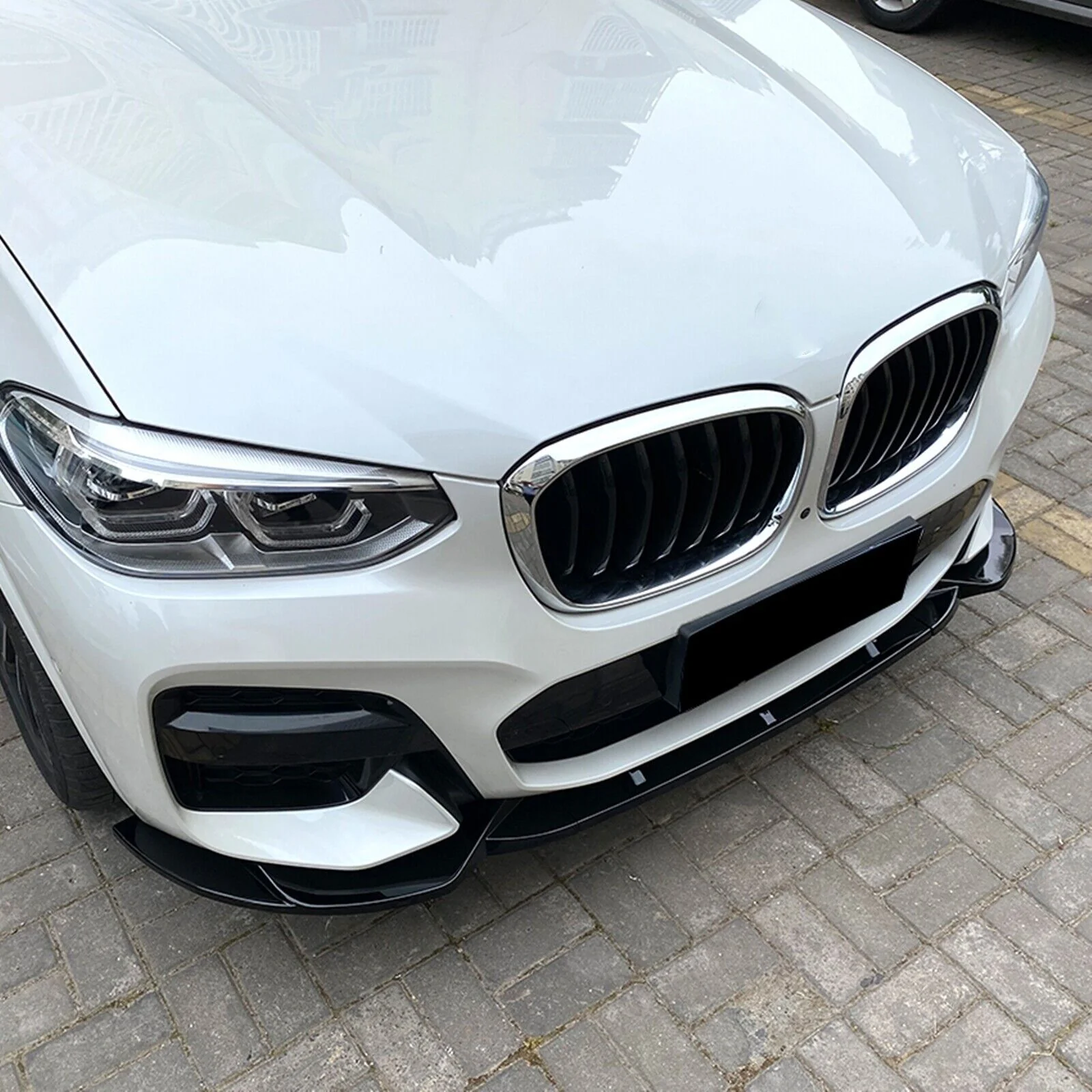 Gloss Black Front Bumper Spoiler Lip Kit For BMW X3 G01 X4 G02 M Sport 2018-2021 - Image 4