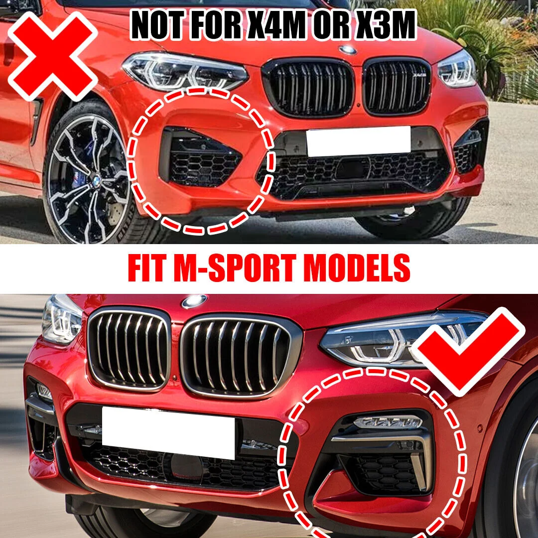 Gloss Black Front Bumper Spoiler Lip Kit For BMW X3 G01 X4 G02 M Sport 2018-2021 - Image 5