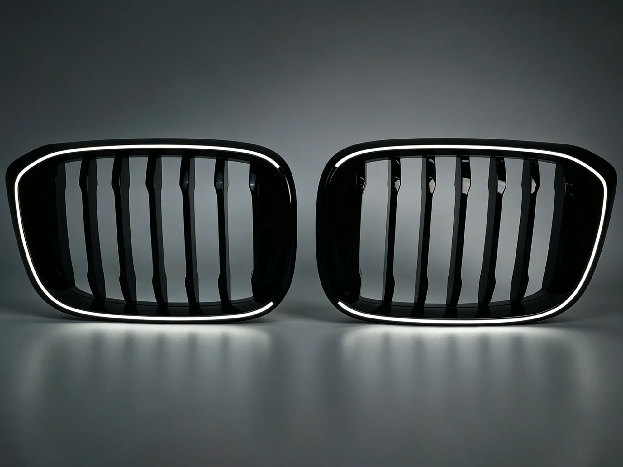 Gloss Black Front Kidney Grill Grille W/ LED Light For 2018-2022 BMW X3 X4 G01 G02 - Image 4