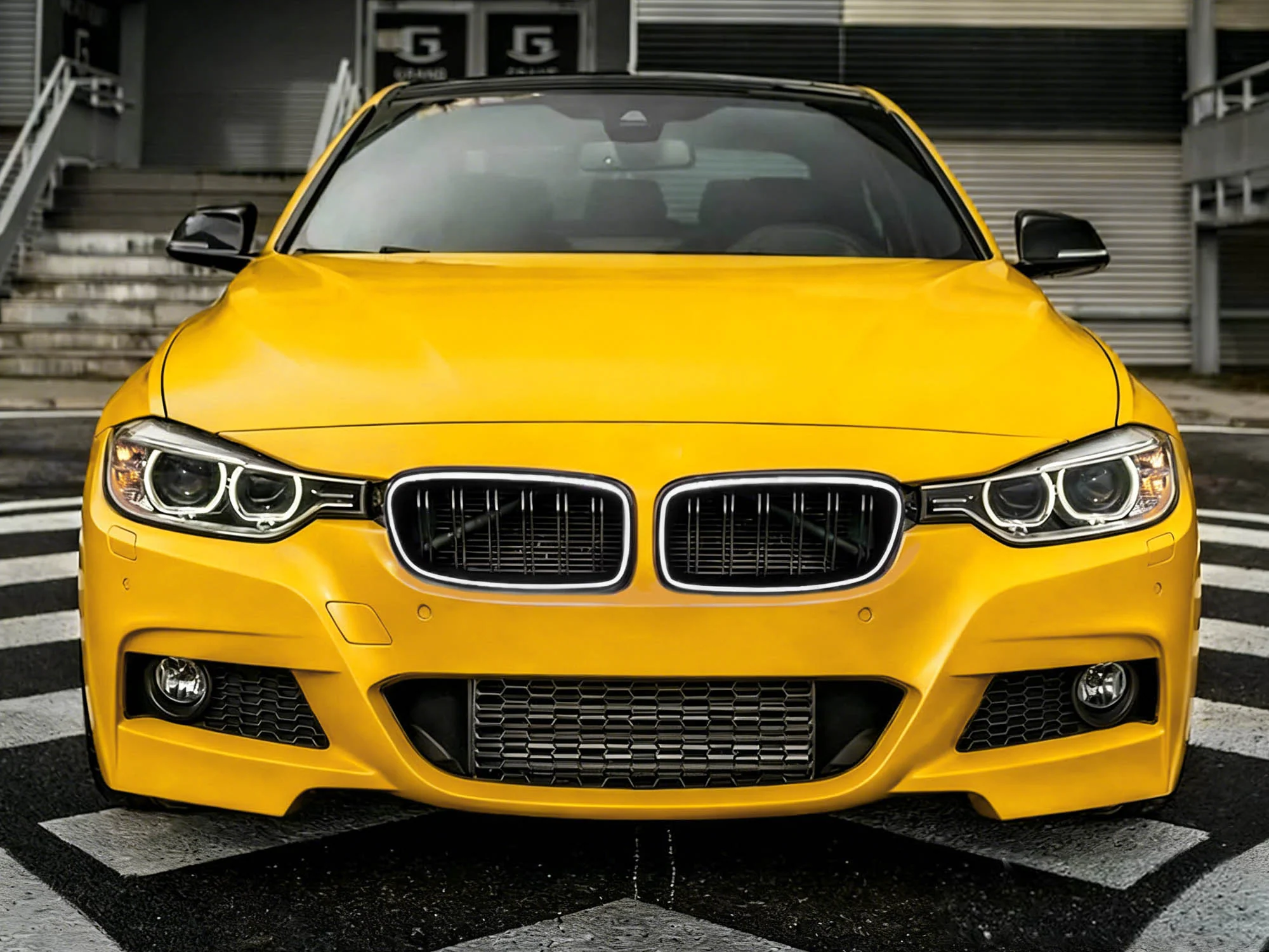 Gloss Black Front Kidney Grille Upper Radiator w/ LED Lights For 2013-2018 BMW 3 Series F30 320i 328i 335i Sedan - Image 2