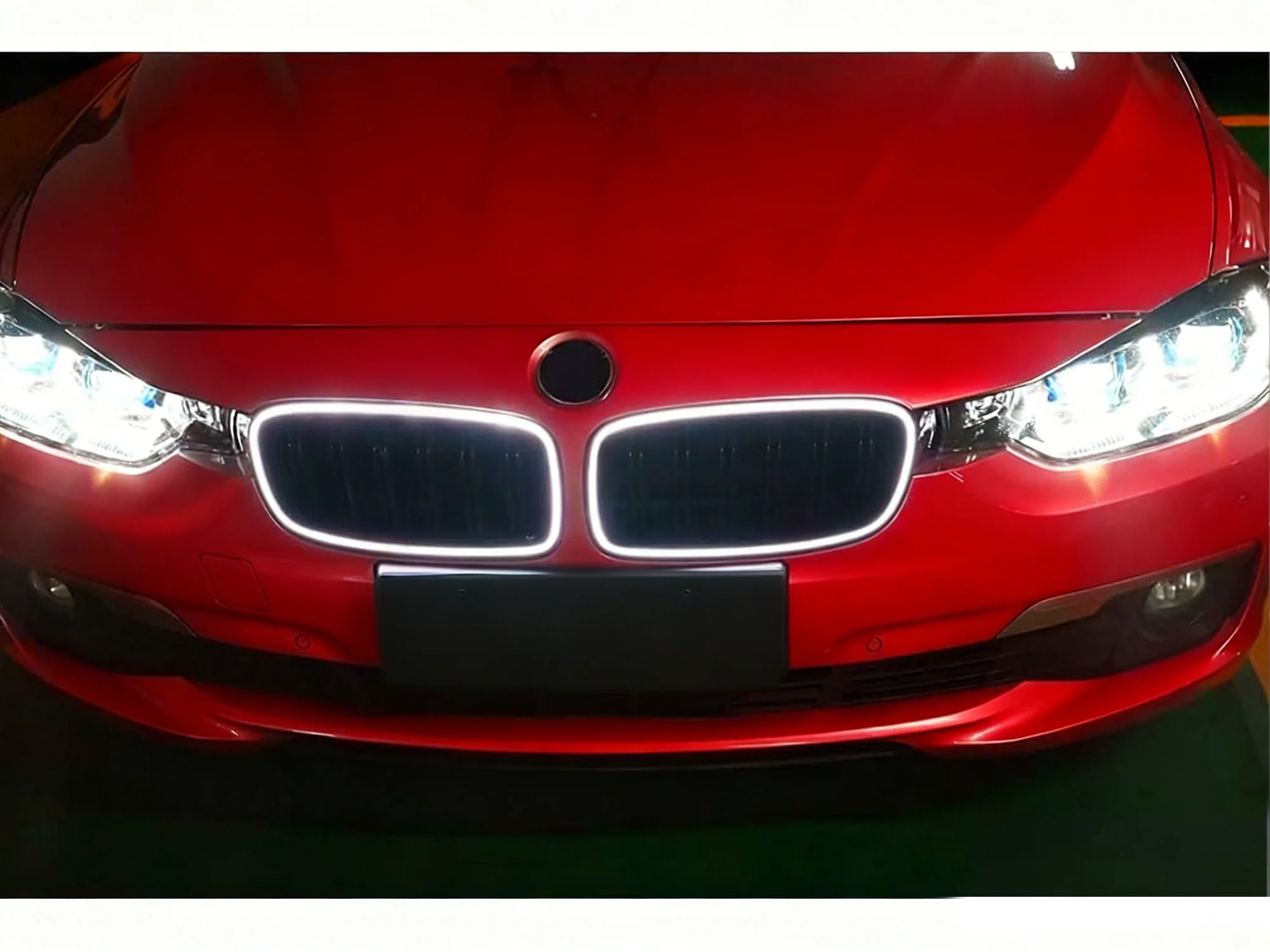 Gloss Black Front Kidney Grille Upper Radiator w/ LED Lights For 2013-2018 BMW 3 Series F30 320i 328i 335i Sedan - Image 3