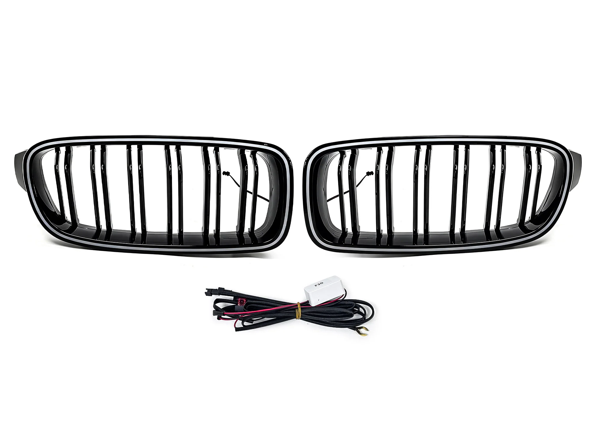 Gloss Black Front Kidney Grille Upper Radiator w/ LED Lights For 2013-2018 BMW 3 Series F30 320i 328i 335i Sedan - Image 5