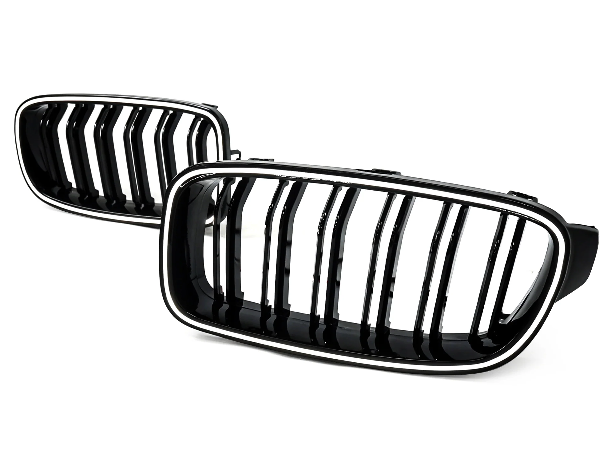 Gloss Black Front Kidney Grille Upper Radiator w/ LED Lights For 2013-2018 BMW 3 Series F30 320i 328i 335i Sedan - Image 9