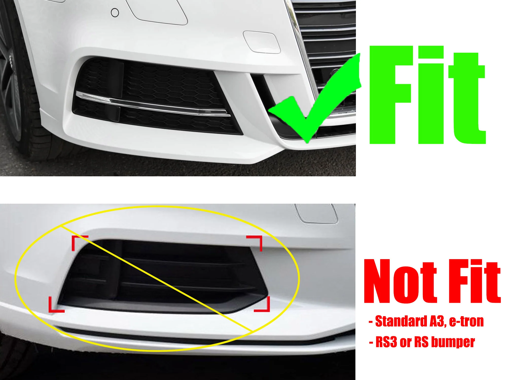 Front Fog Light Cover Bezel Grille for Audi A3 8V S-Line & S3 2017–2020 Left & Right - Image 3