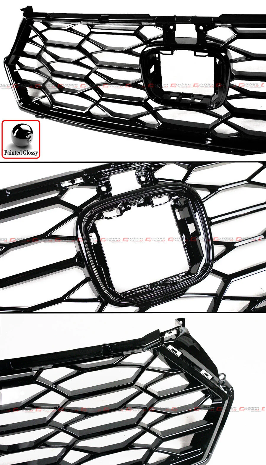 Gloss Black Honeycomb Front Bumper Mesh Grille for Honda Accord Sedan 2023-2026 - Image 3