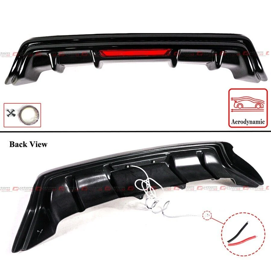 Gloss Black LED Rear Bumper Diffuser fits for 15-18 Lexus RC300 RC350 F-Sport - Image 2
