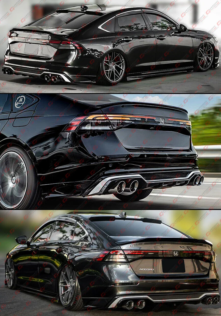 Gloss Black Rear Bumper Diffuser + Exhaust Tips + Corner Extensions fit for Honda Accord 2023 -2026 - Image 7