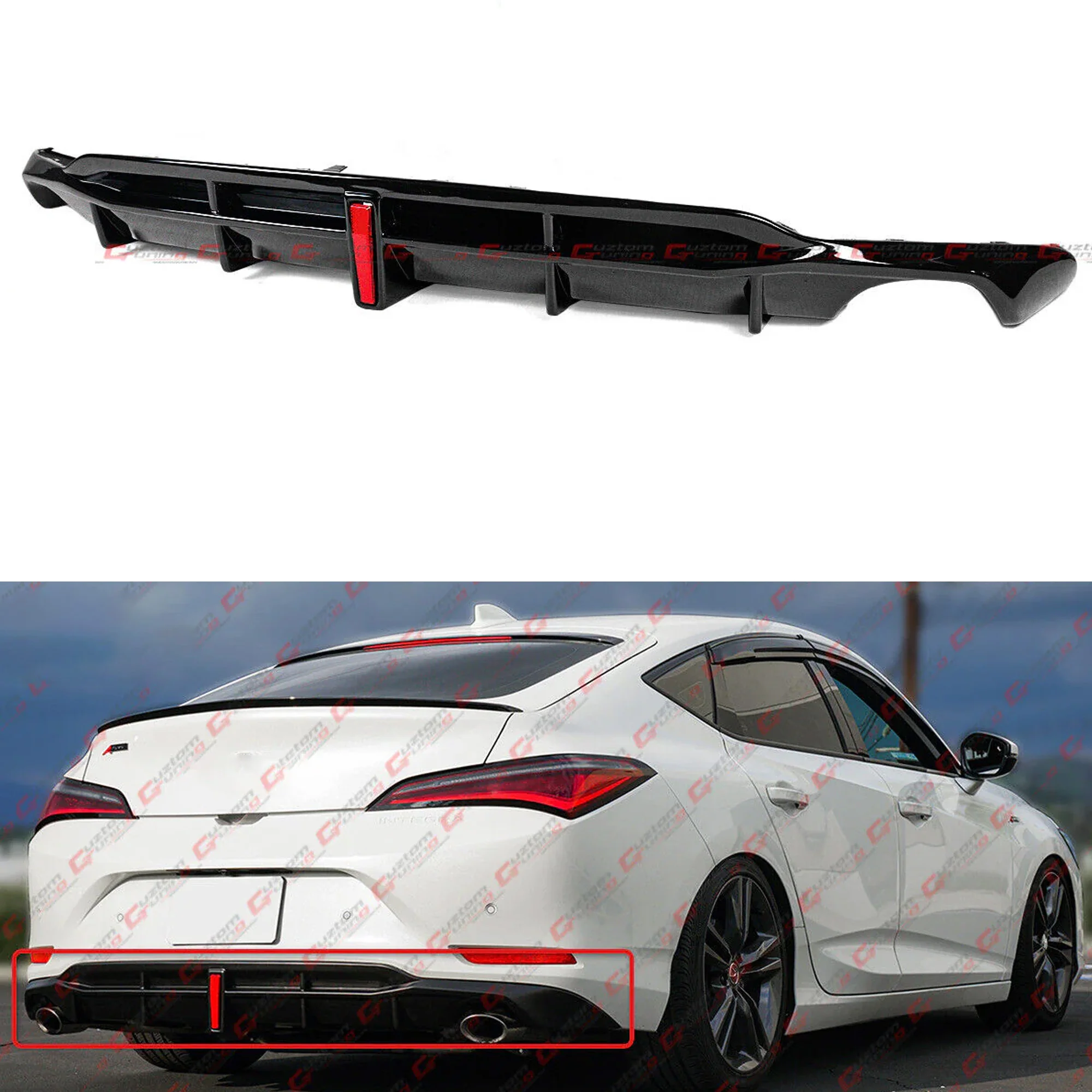 Gloss Black Rear Bumper Diffuser fit for 2023-2026 Acura Integra DE4 GF