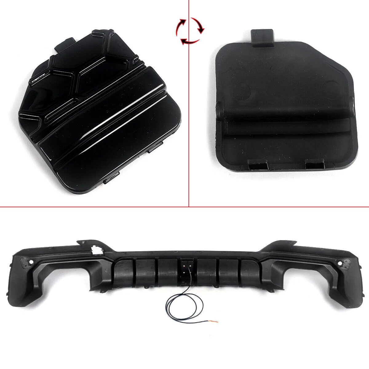 Gloss Black Rear Bumper Diffuser Lip W/LED Light For BMW X3 M40i G01 LCI 2022-2024 - Image 12