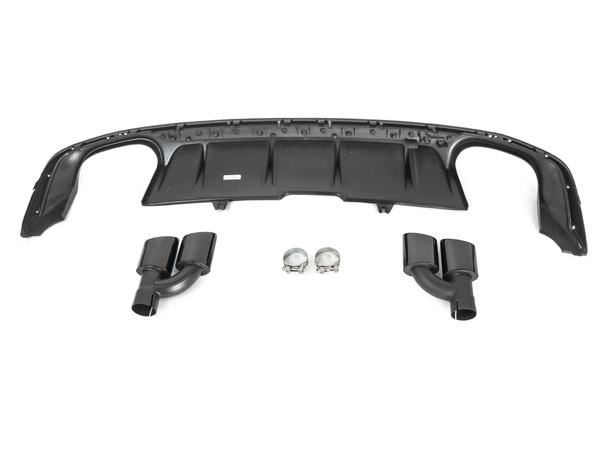 Gloss Black Rear Bumper Diffuser w/ Black Exhaust Tips For Audi A5 B9 S-Line 2017 2018 2019 - Image 4