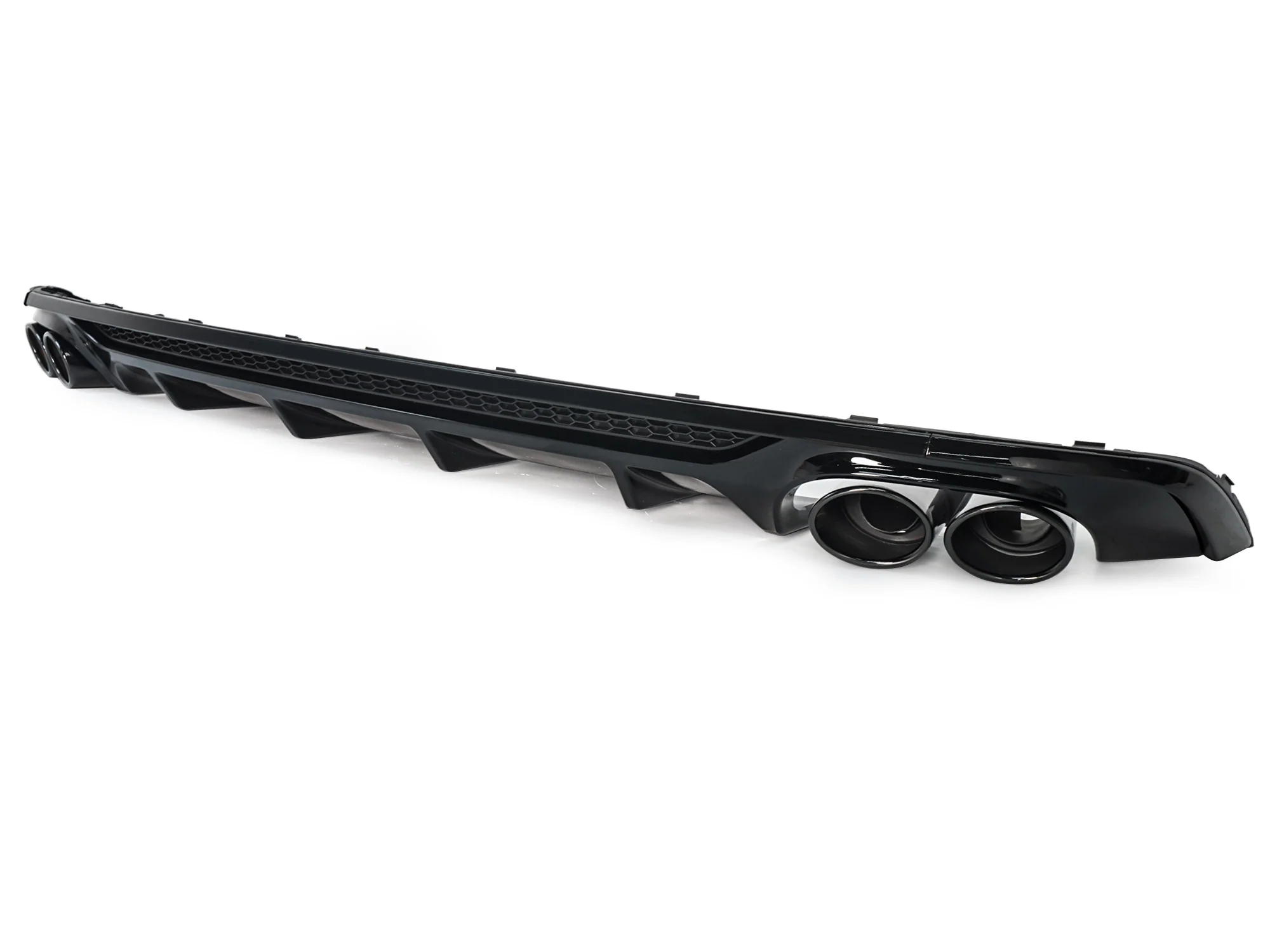 Gloss Black Rear Bumper Diffuser w/ Black Exhaust Tips For Audi A5 B9 S-Line 2017 2018 2019 - Image 5