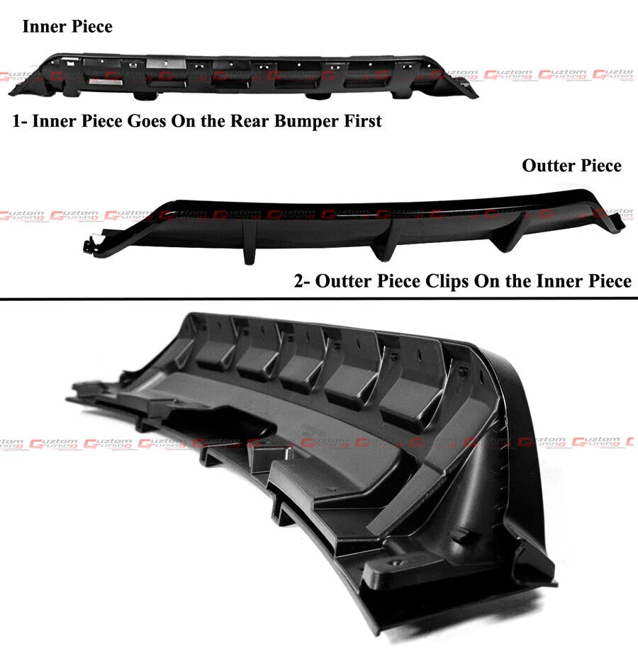 Gloss Black Rear Bumper Diffuser W/Corner Extension For BMW X5 F15 M Sport 2015-2018 - Image 2