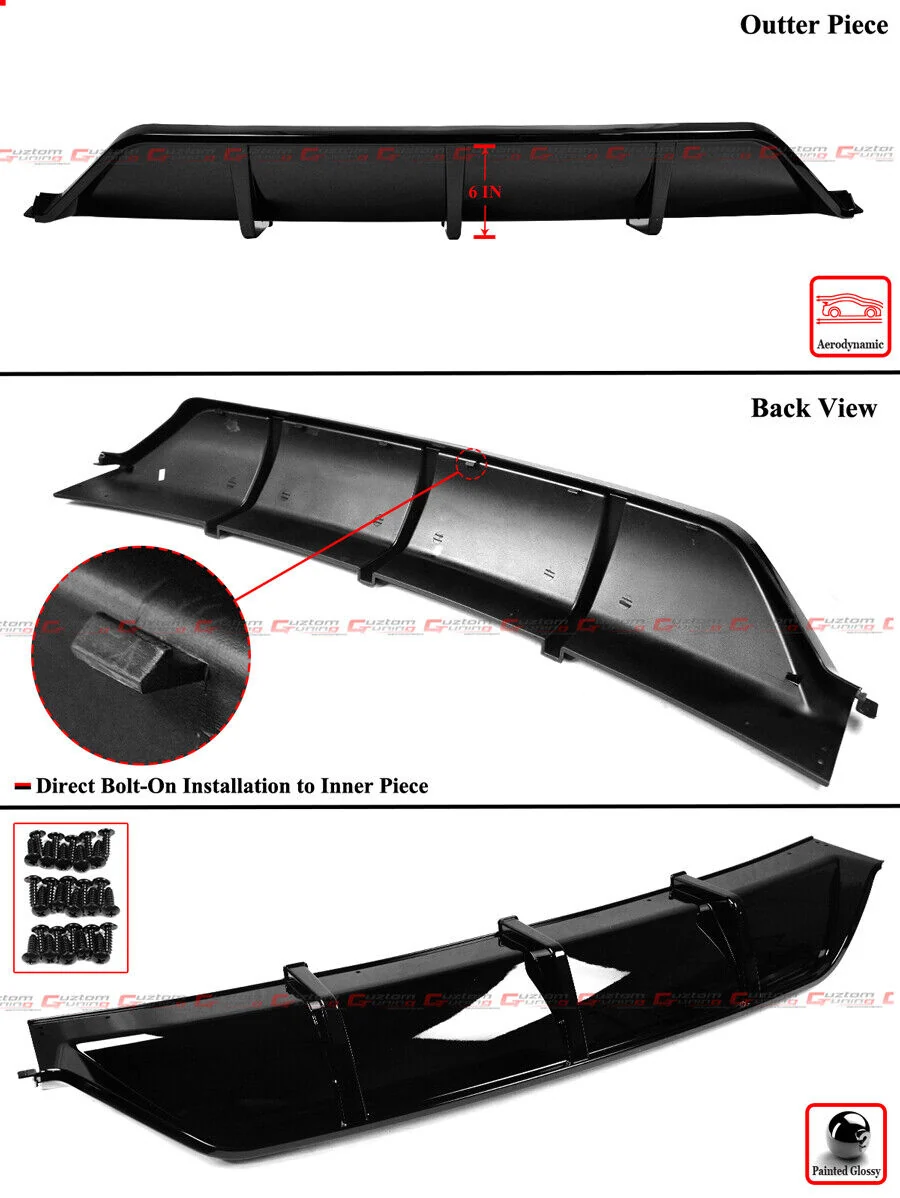 Gloss Black Rear Bumper Diffuser W/Corner Extension For BMW X5 F15 M Sport 2015-2018 - Image 4