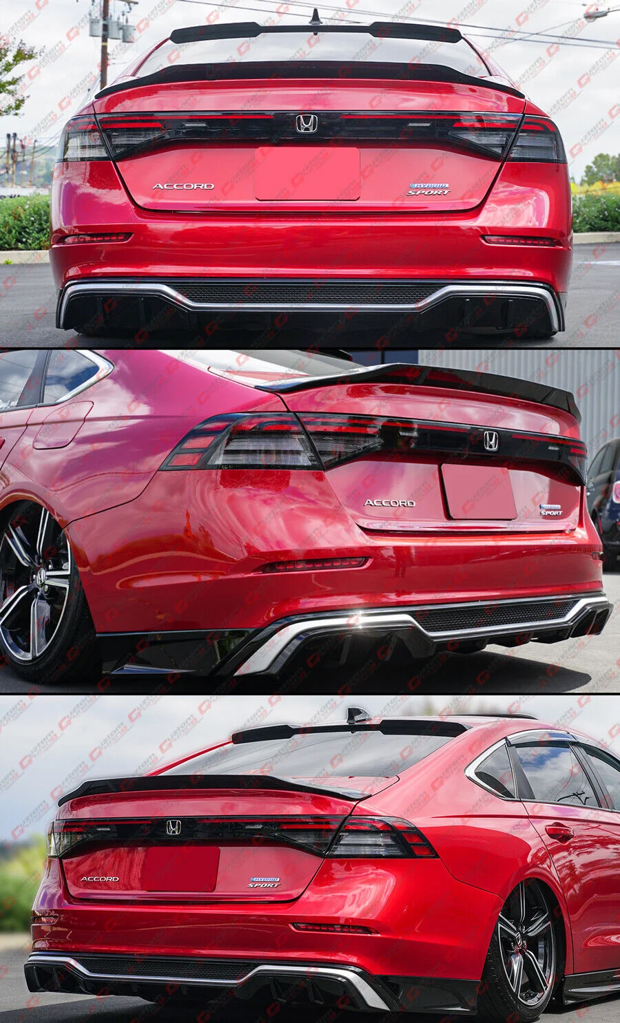 Gloss Black Rear Bumper Diffuser w/ Corner Extensions for Honda Accord 2023-2026 - Image 7