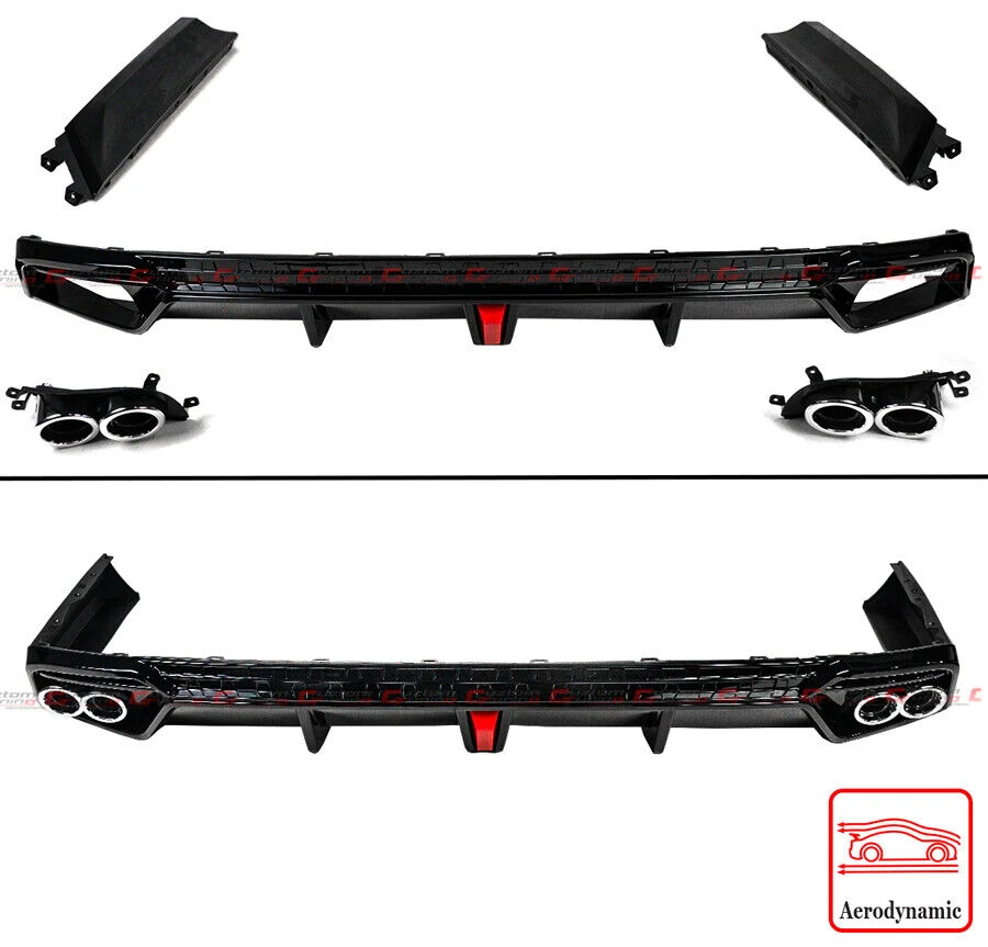 Gloss Black Rear Bumper Diffuser w/ LED Light Exhaust Tips fit for 2023-2026 Honda Accord - Image 2