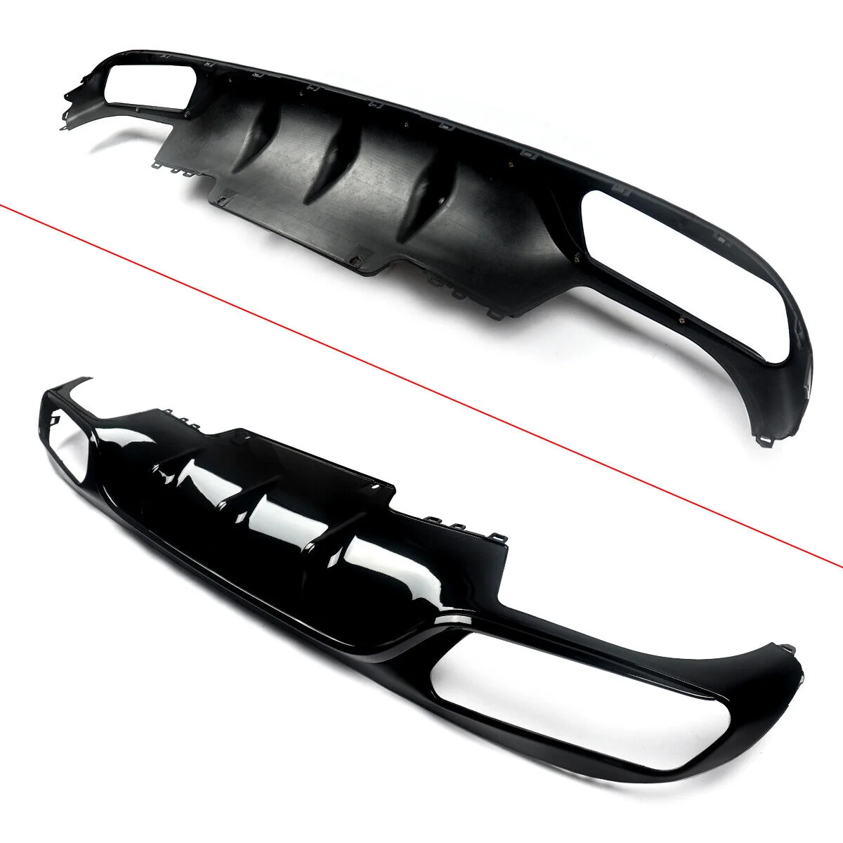 Gloss Black Rear Diffuser & Exhaust Tips For Mercedes E Class W213 Standard Bumper 2017-2020 - Image 8
