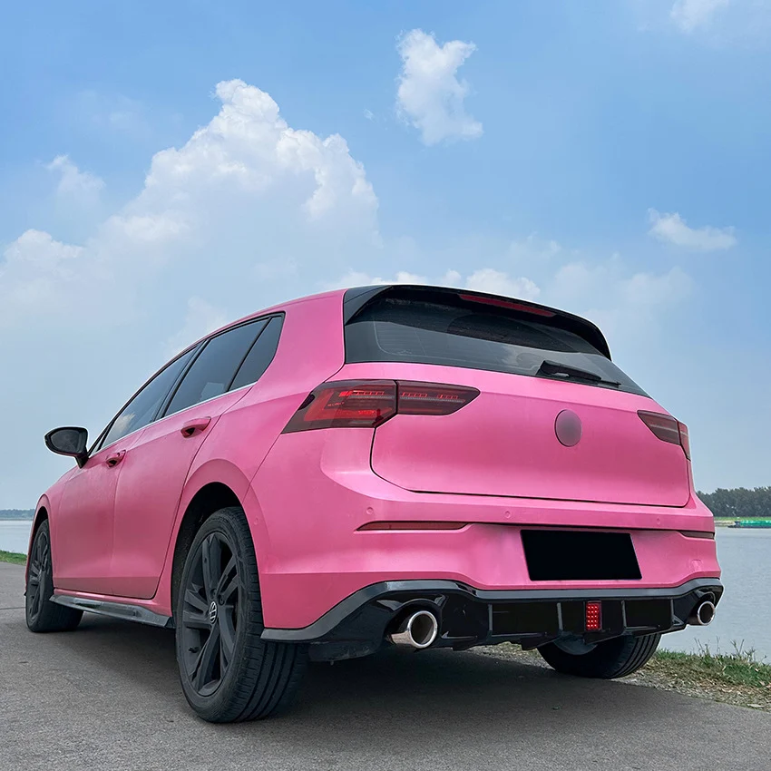 Gloss Black Rear Diffuser w/ LED Light for VW Golf 8 Mk8 R-line GTI 2022-2024 - Image 3