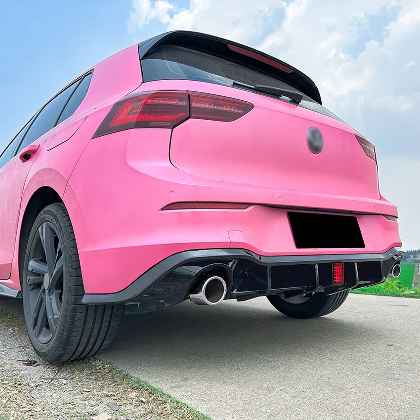 Gloss Black Rear Diffuser w/ LED Light for VW Golf 8 Mk8 R-line GTI 2022-2024 - Image 4