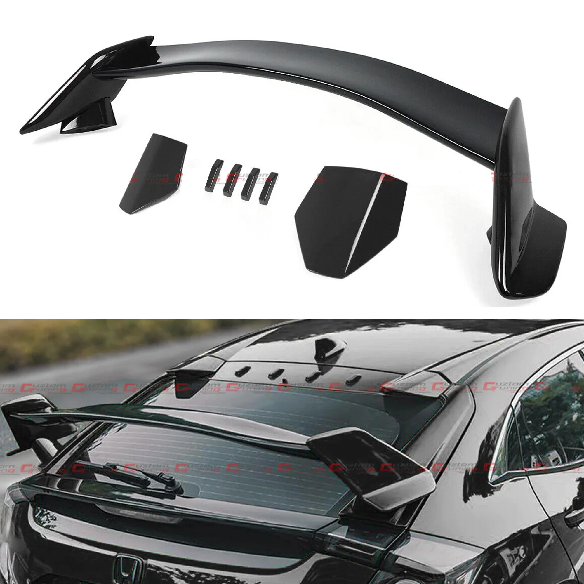 Gloss Black Rear Trunk Spoiler Roof Wing For 2017-2021 Honda Civic FK7 HATCHBACK (Not fit Sedan)