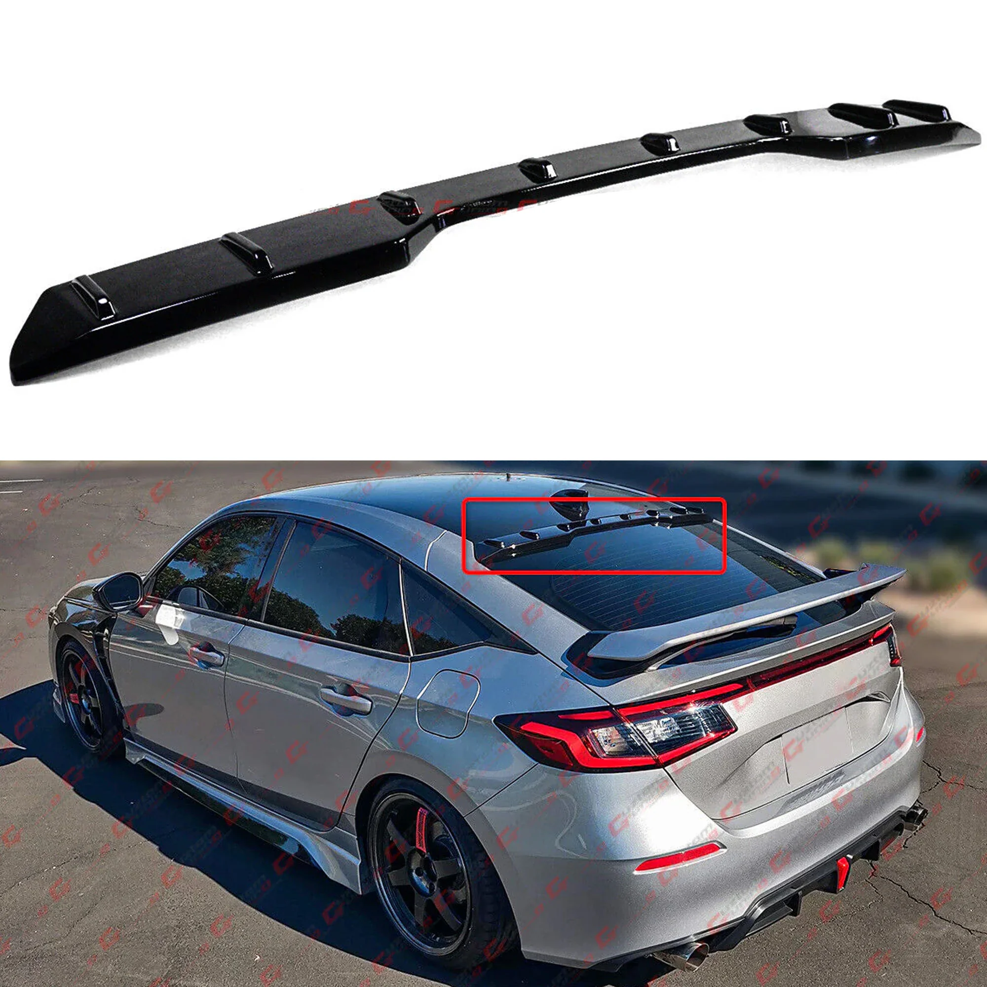 Gloss Black Rear Window Roof Spoiler Wing For 2022-2026 Honda Civic Hatchback