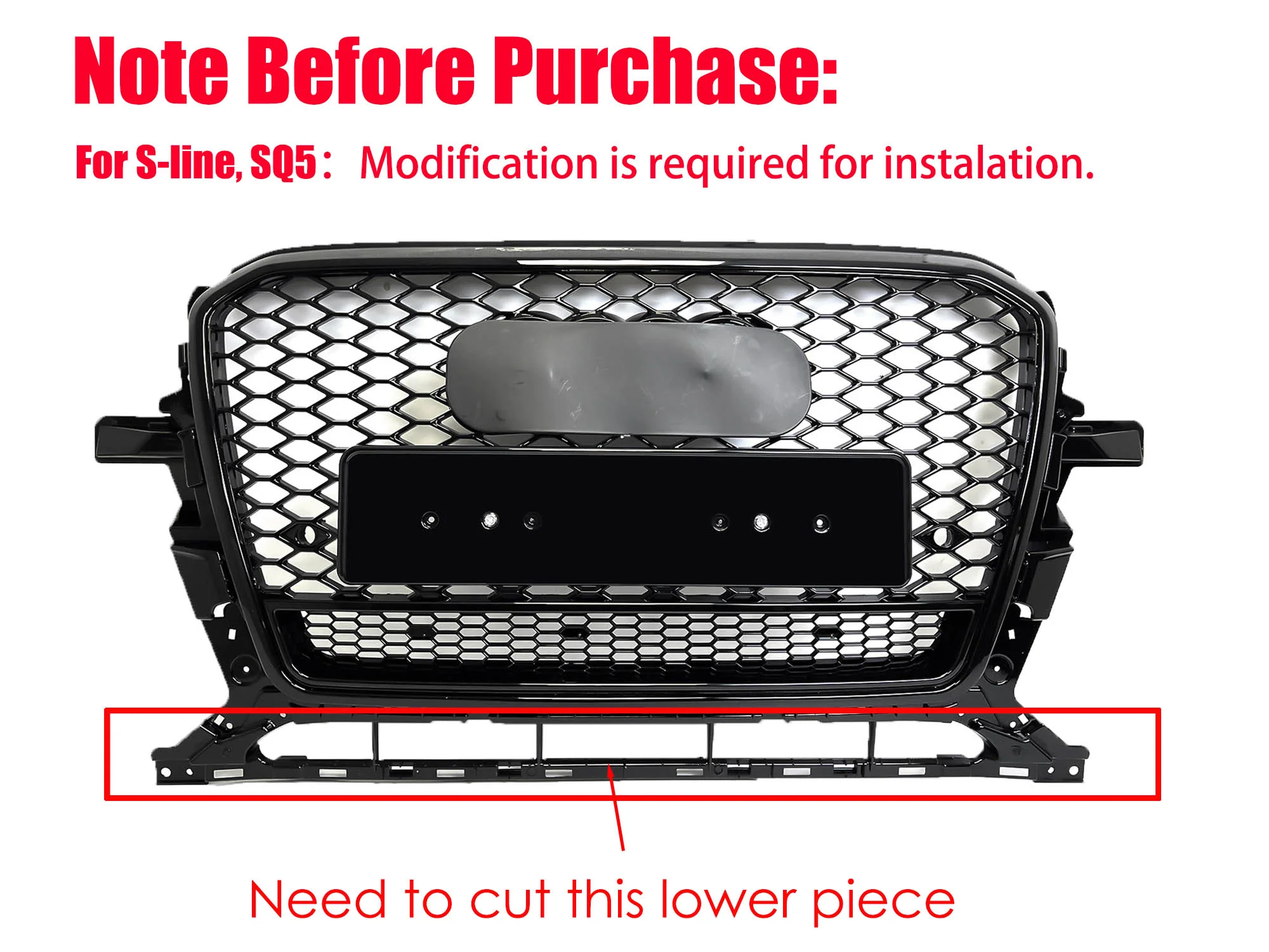 Gloss Black RSQ5 Style Front Grille for Audi Q5 2013-2017 Replacement Grill - Image 5