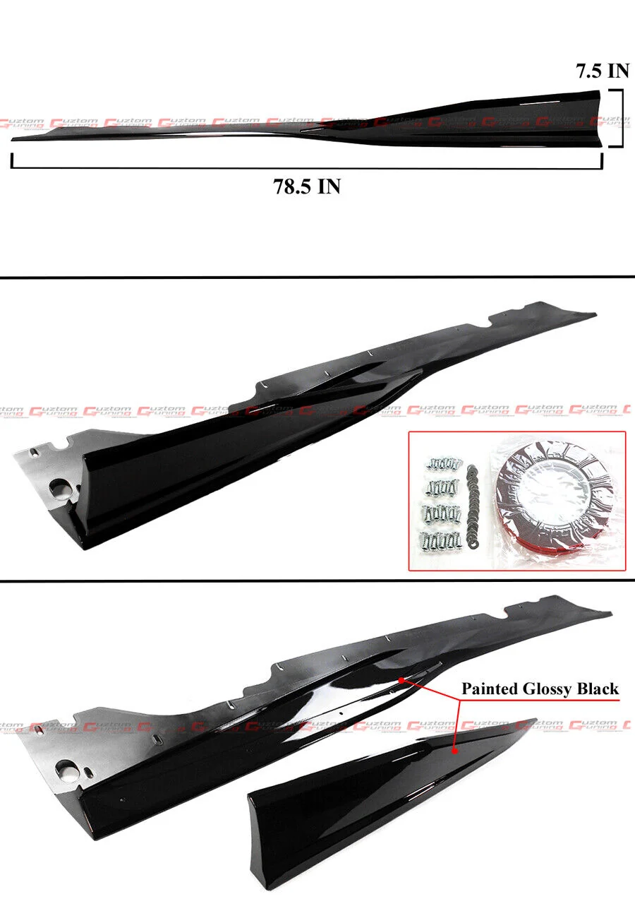 Gloss Black Winglet Side Skirt Extension For 2020-2024 Corvette C8 Z51 - Image 2
