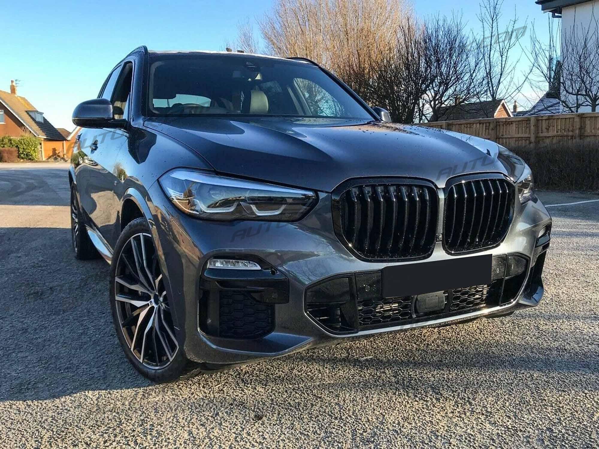 For 2019-2023 BMW X5 40iX 50iX 30dX G05 Gloss Black Front Kidney Grille M Sport - Image 4