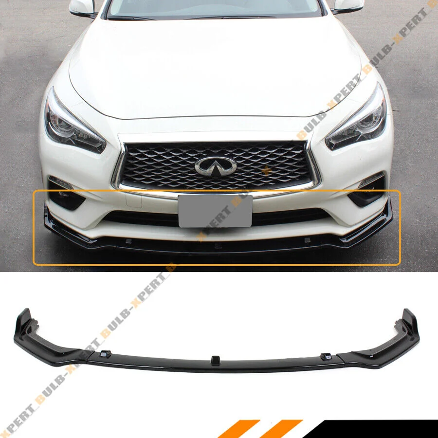 Glossy Black Front Bumper Lip Splitter For 2018-2024 Infiniti Q50 Luxe Base Premium - Image 3