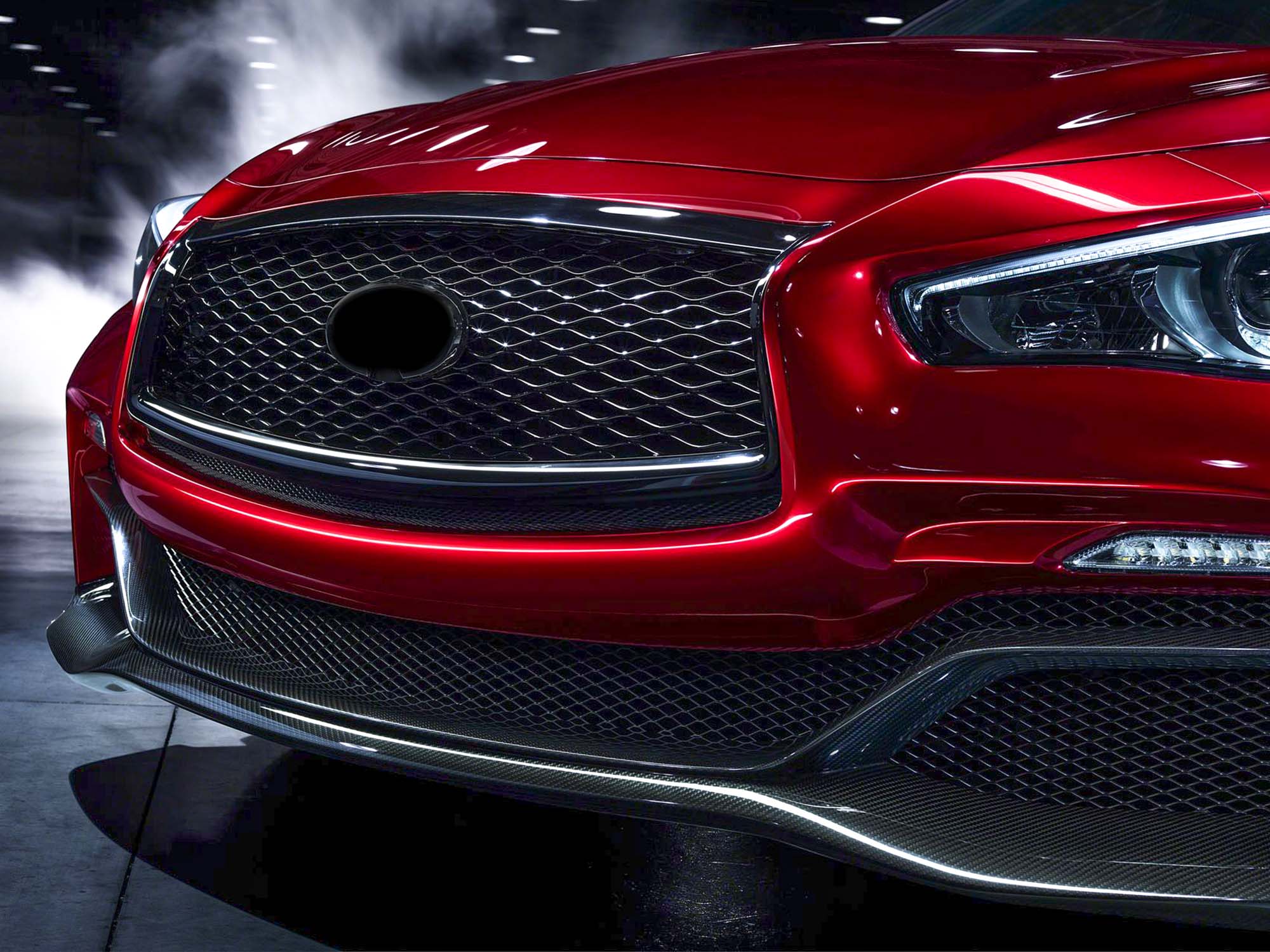 Glossy Black Front Mesh Grille for Infiniti Q50 2018-2024 w/o Camera & Parking Sensors - Image 3
