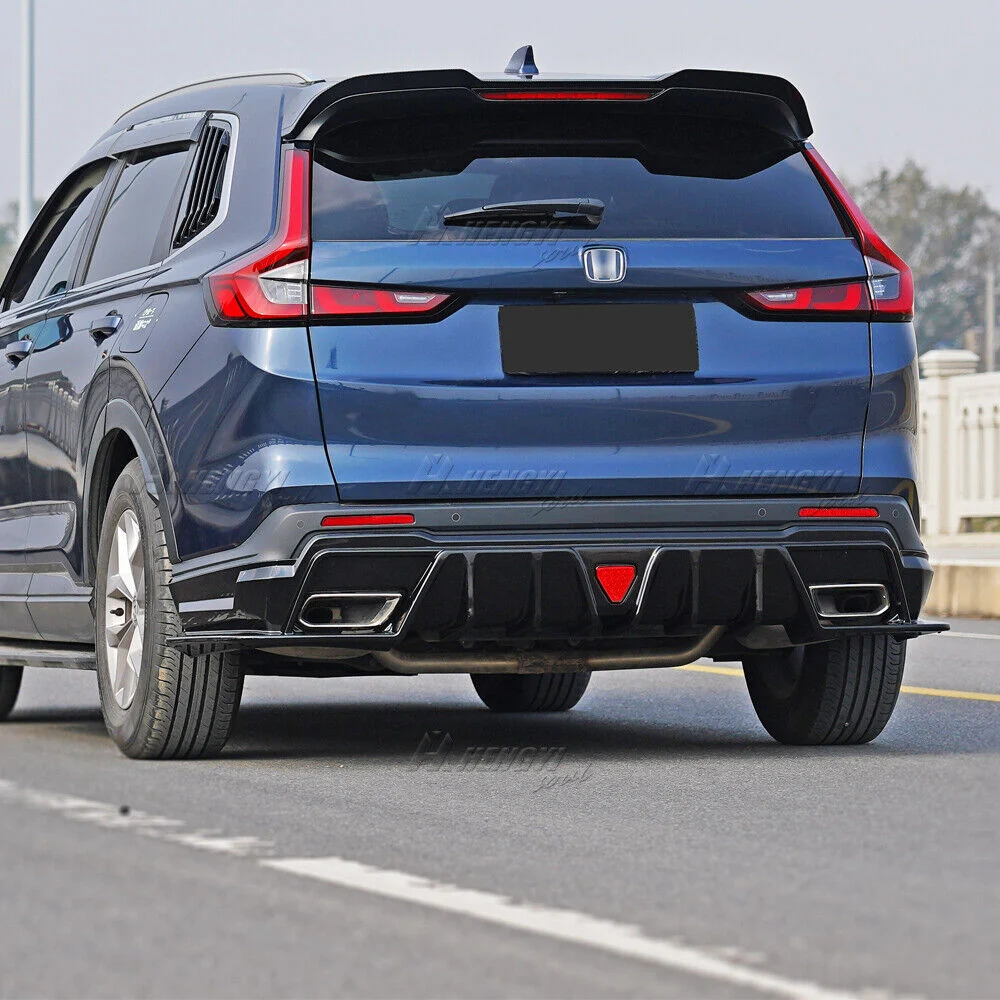 Glossy Black Rear Bumper Diffuser Lip w/ LED Brake Light For Honda CR-V CRV 2023-2025 - Image 2