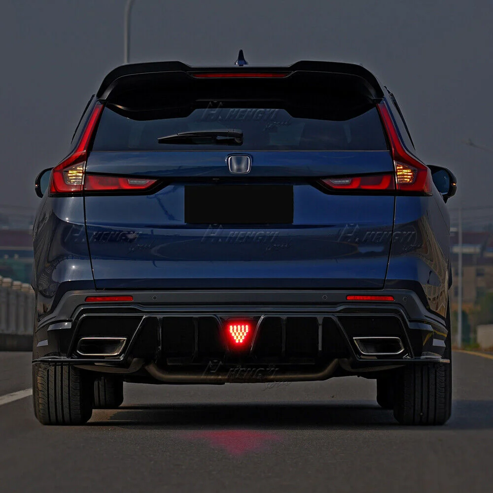 Glossy Black Rear Bumper Diffuser Lip w/ LED Brake Light For Honda CR-V CRV 2023-2025 - Image 8