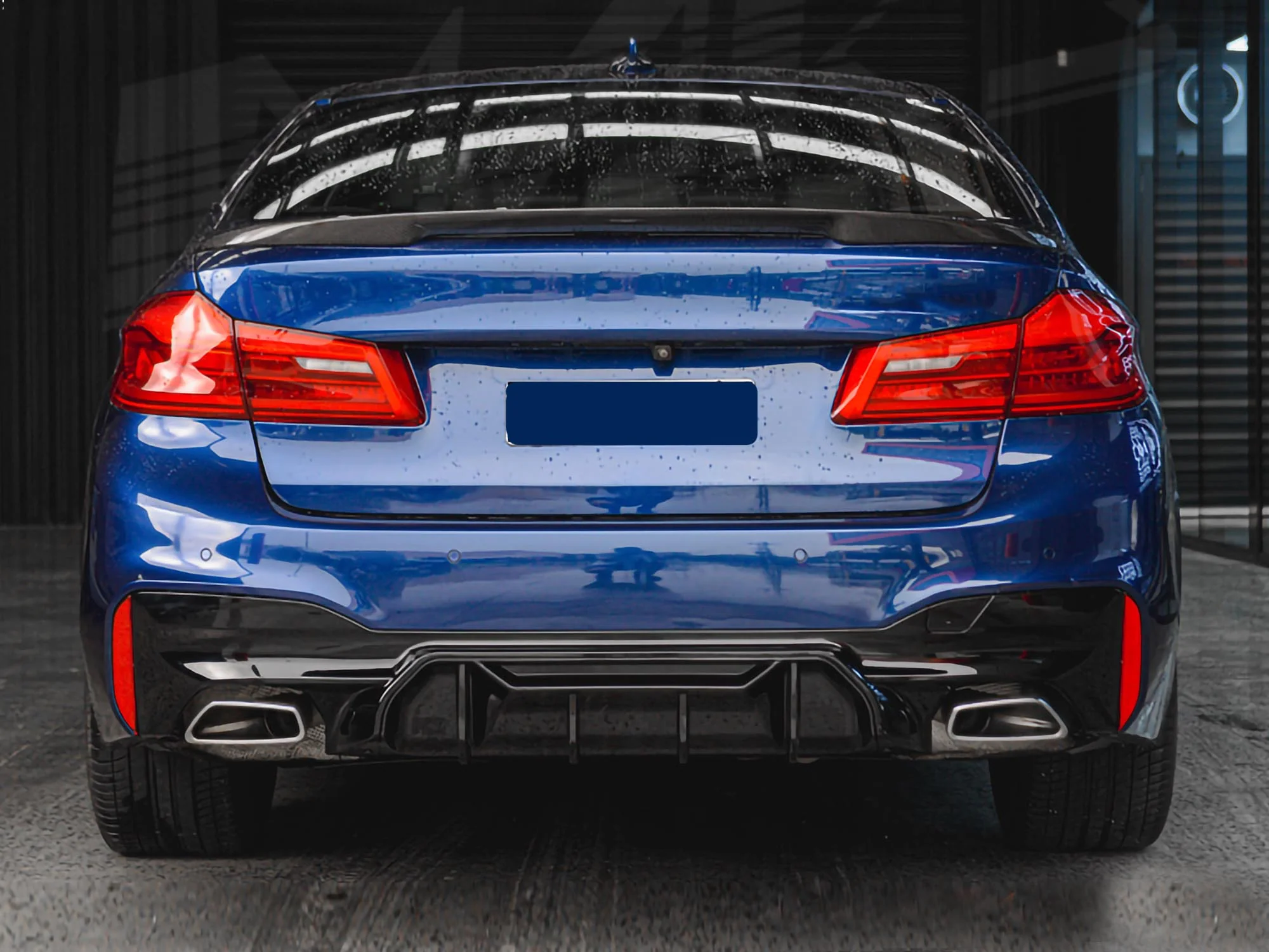 M Competition Style Gloss Black Rear Bumper Diffuser For BMW G30 5 Series M-Sport 2017-2023 - Image 3