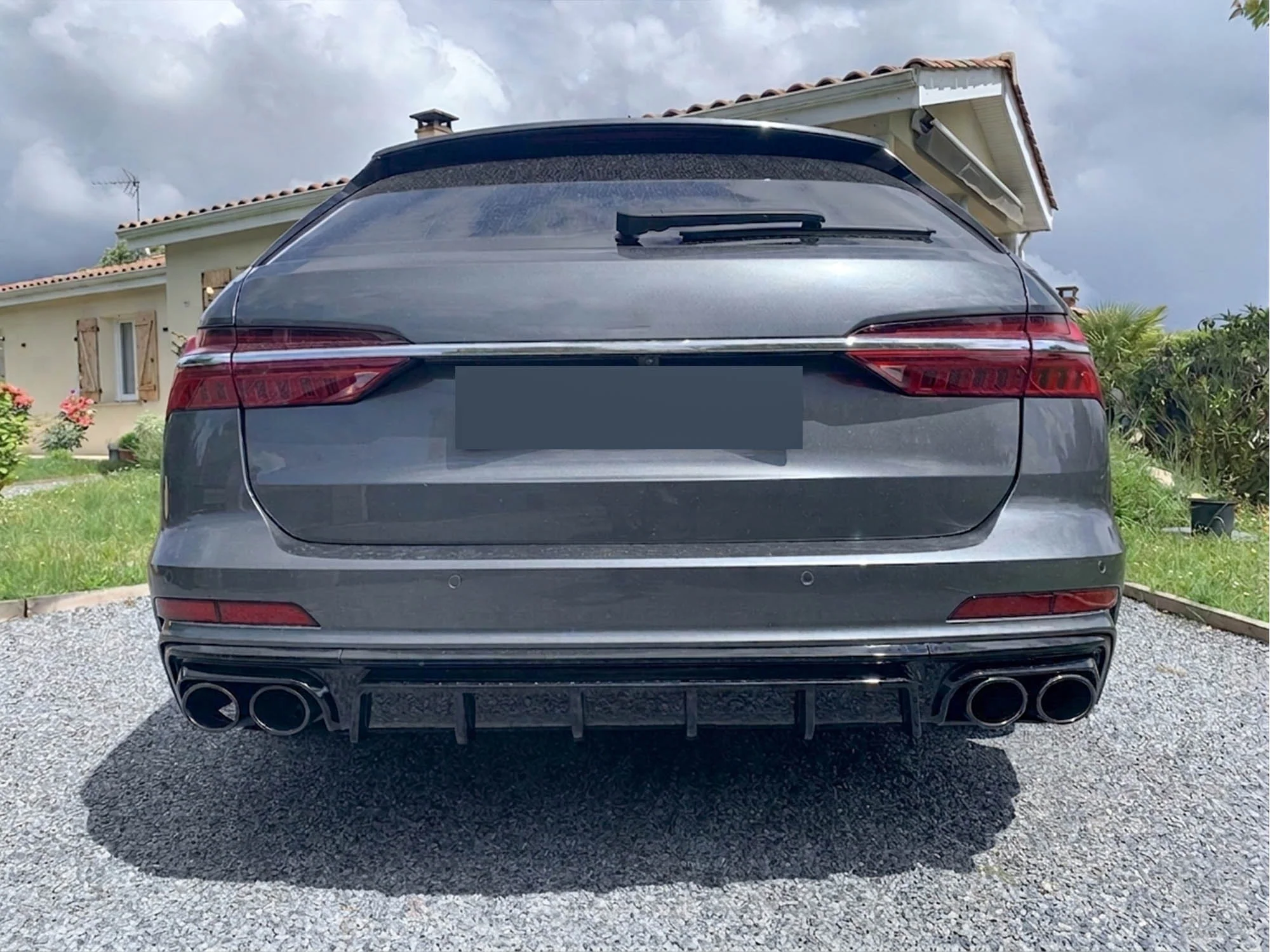 S6 Style Rear Diffuser w/ Black Exhaust Tips for 2019-2025 Audi A6 C8 S-line S6 - Image 2