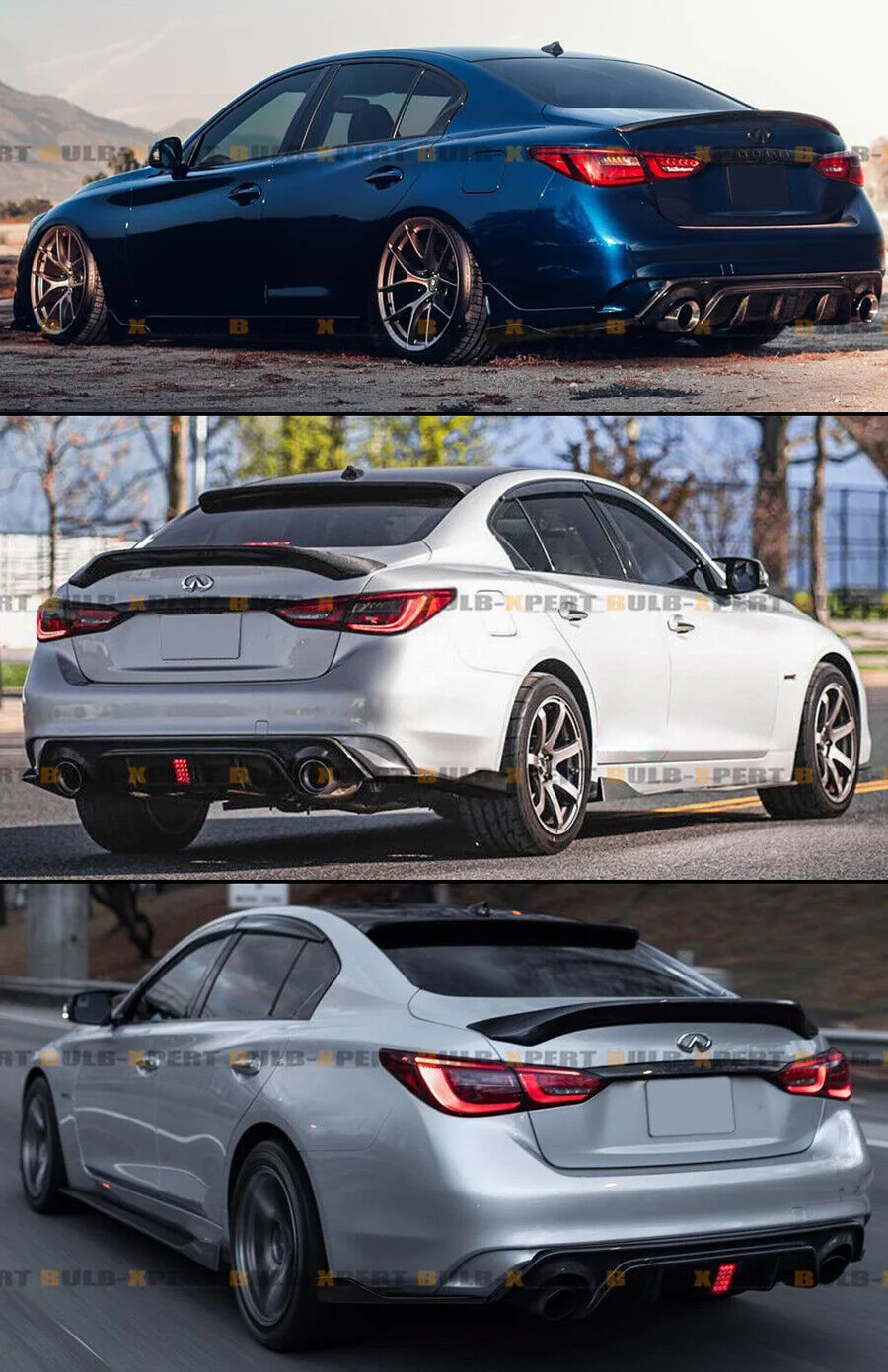 Glossy Black Rear Bumper Side Corner Spat Apron Extension For 2018-2024 Infiniti Q50 - Image 4