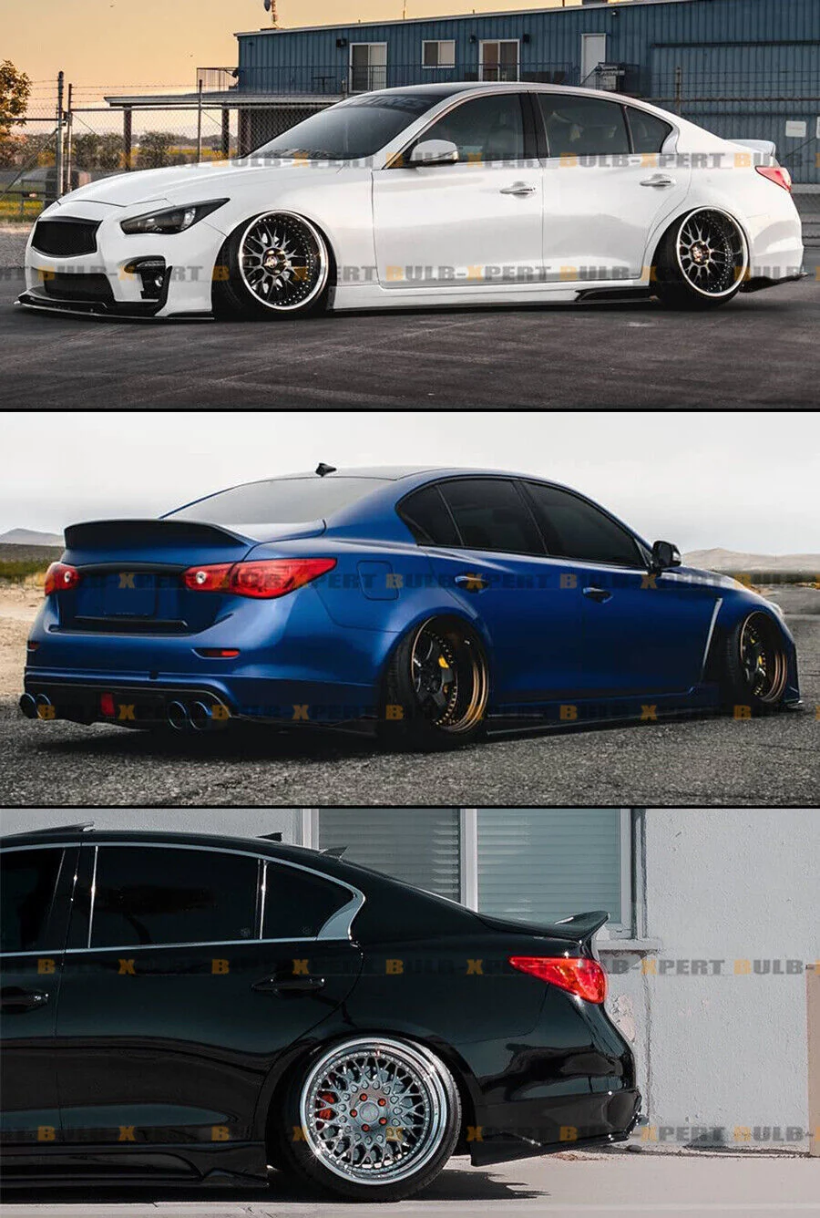 Glossy Black Rear Bumper Side Corner Splitters Aprons For 2014-2017 Infiniti Q50 - Image 4