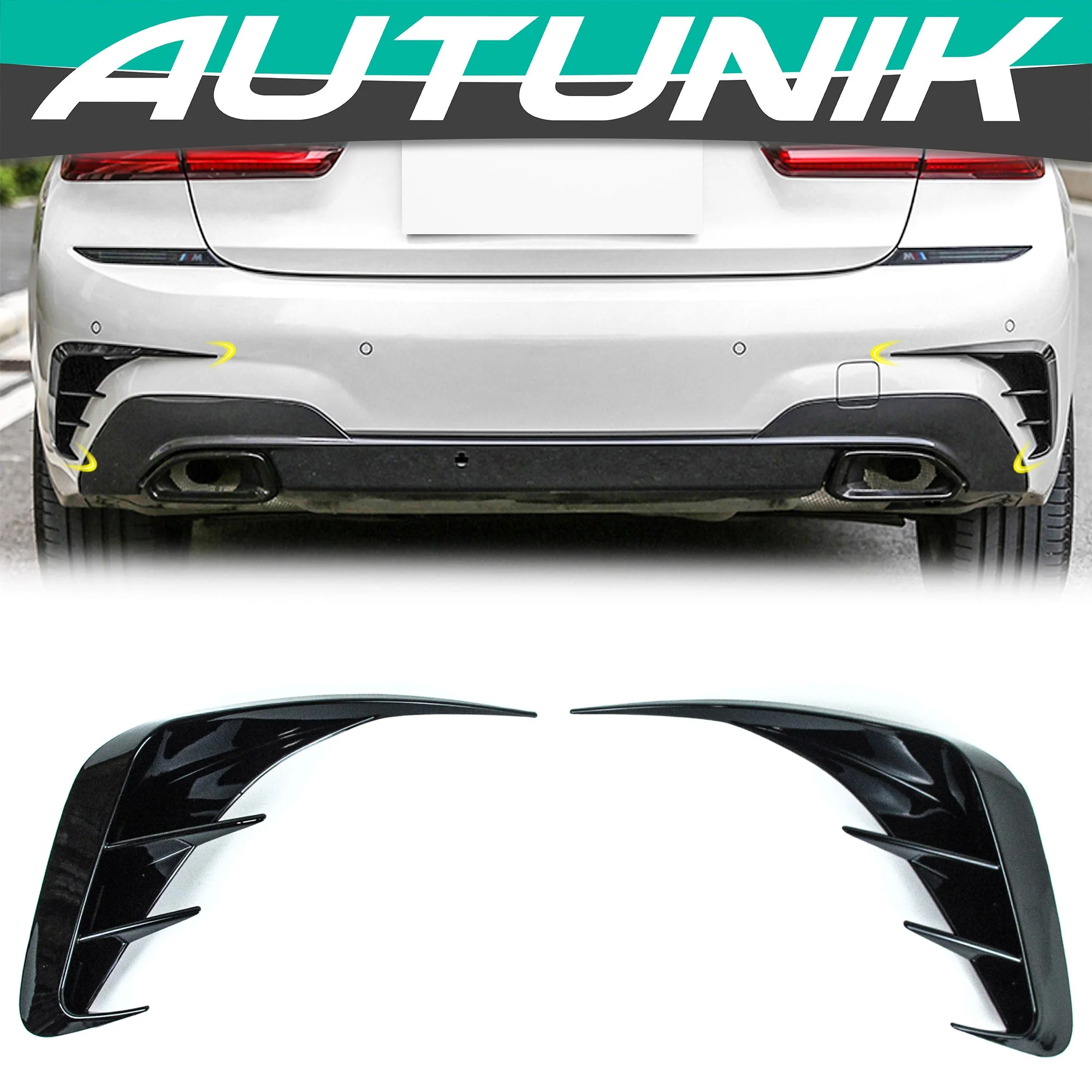 Gloss Black Rear Bumper Side Vent Splitter for BMW 3-Series G20 m340i 330i M-Sport 2019-2022