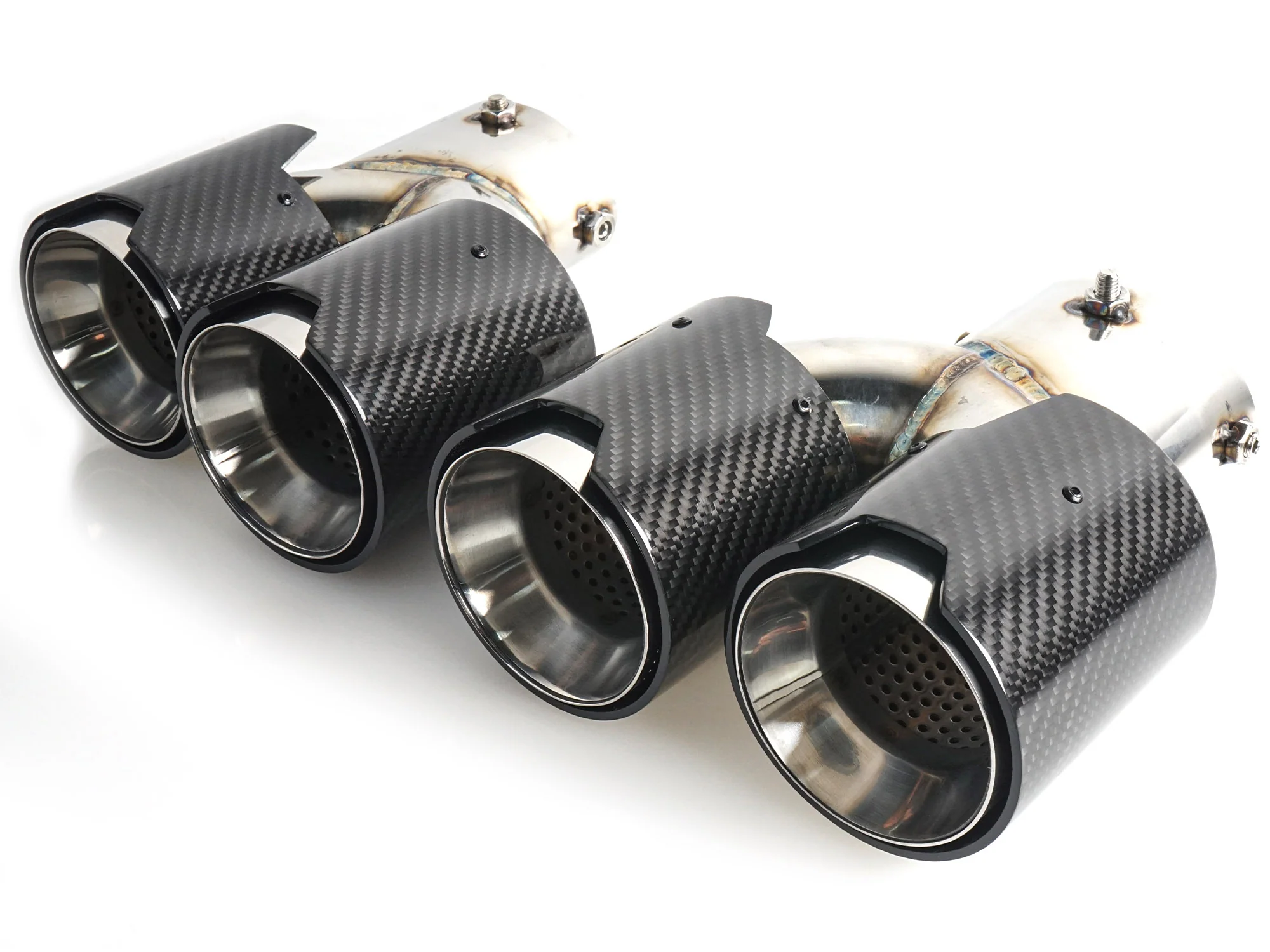 Glossy Carbon Fiber Exhaust Tips Silver for BMW G42 G20 G22 G26 G30 60-63mm pipes - Image 6