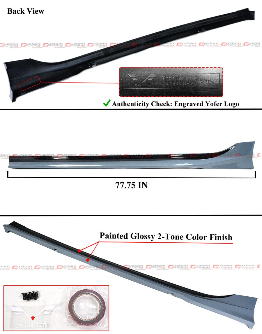 Gray Black 2 Tone Side Skirt Extension For 2022-2026 Honda Civic - Image 2