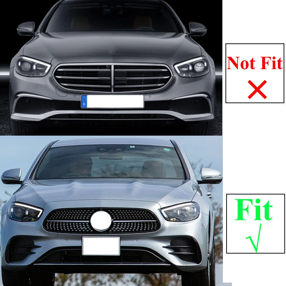 All Black GTR Front Grille For Mercedes E-Class W213 Sedan/Coupe 2021-2023 AMG Version - Image 2