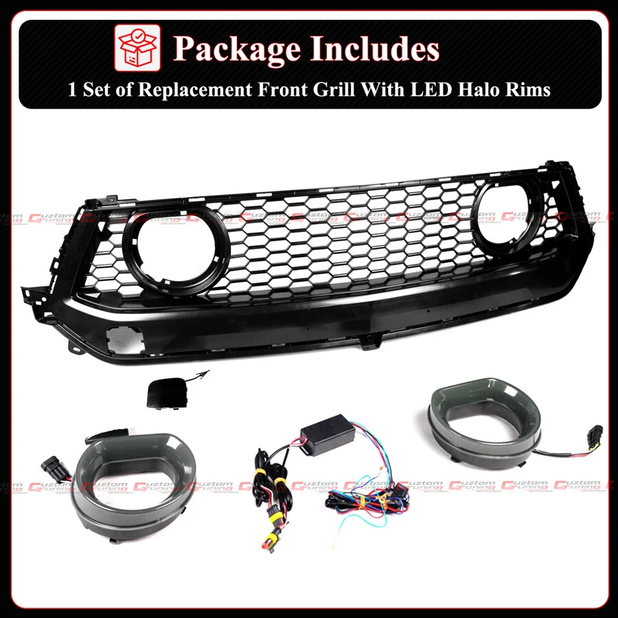 GT-V Style Front Mesh Grille w/ LED Halo Lights For 2024–2025 Ford Mustang GT Ecoboost - Image 4
