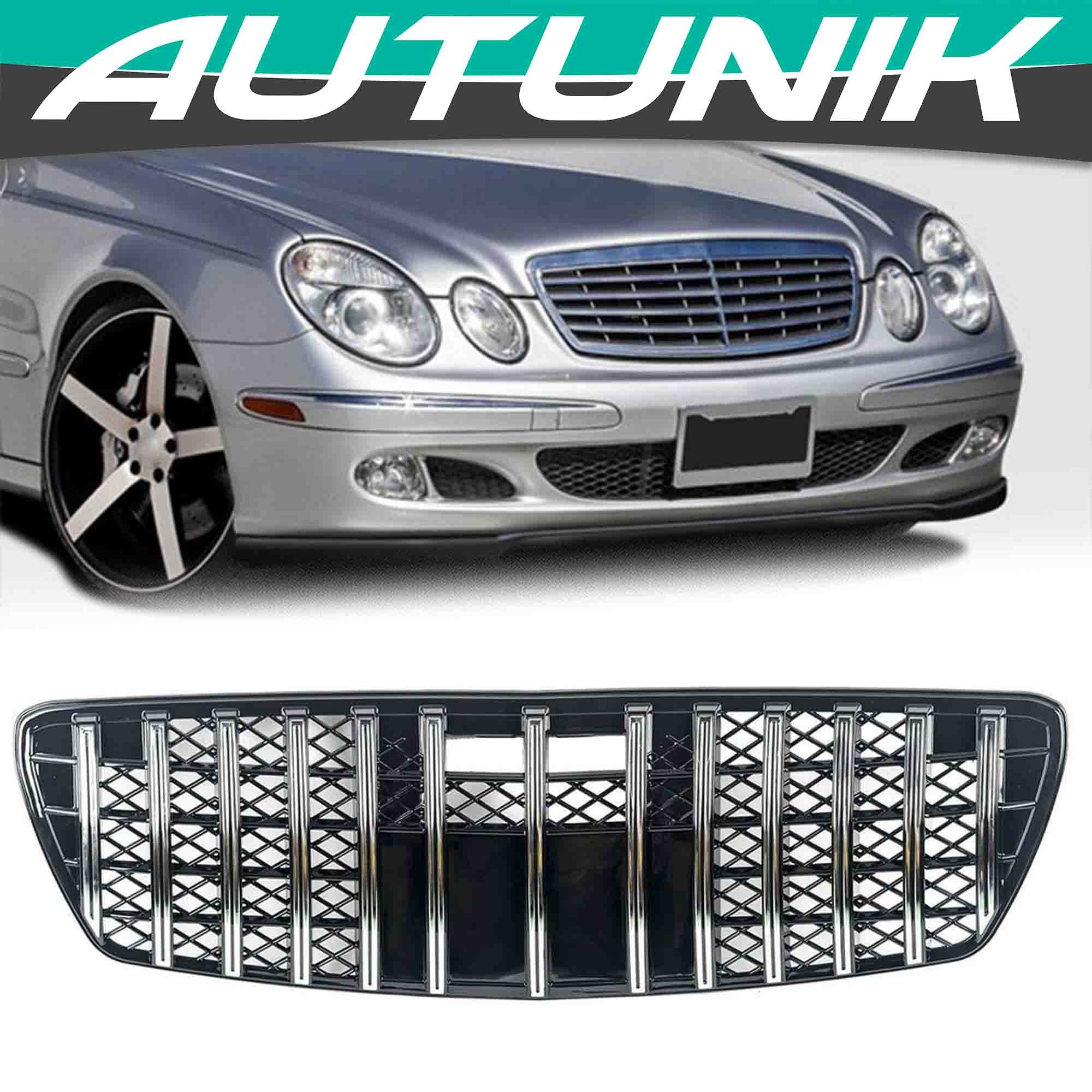 Chrome Front Grill For Mercedes W211 E-Class E320 E500 2003-2006 w/o Camera - Image 8