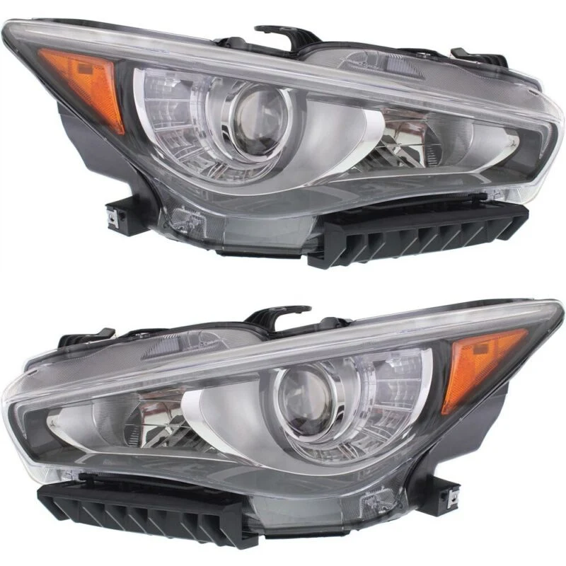 Pair L+R Headlight Lamp for Infiniti Q50 Sedan 2014-2017