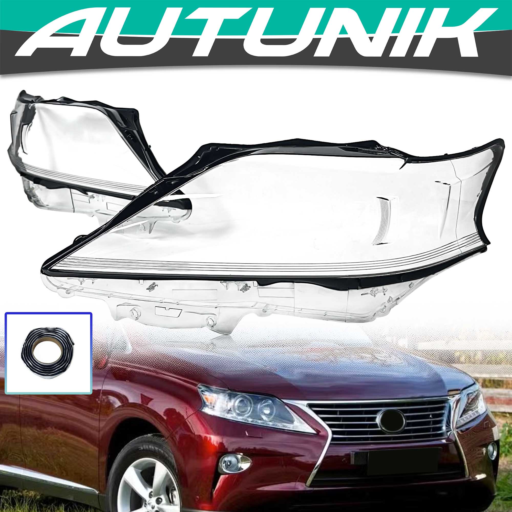 Headlight Lens Cover Right & Left Headlamp Cover For 2012-2015 Lexus RX270/350/450h