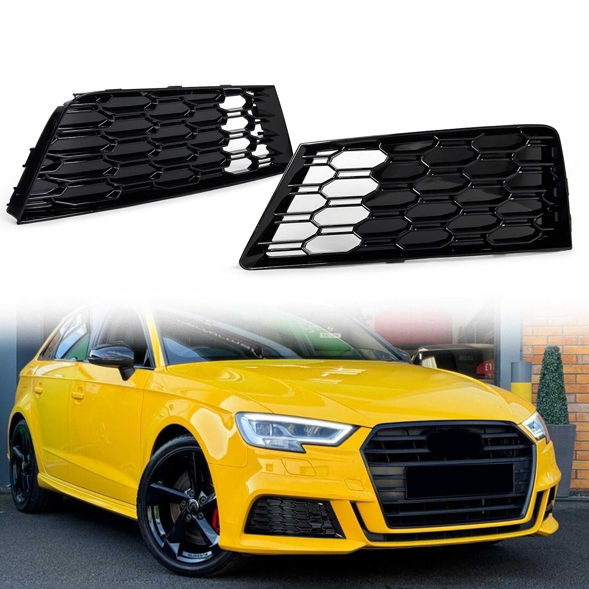 Pair Front Bumper Fog Light Grille Cover for Audi A4 B9 NON-SLINE 2017 2018 2019