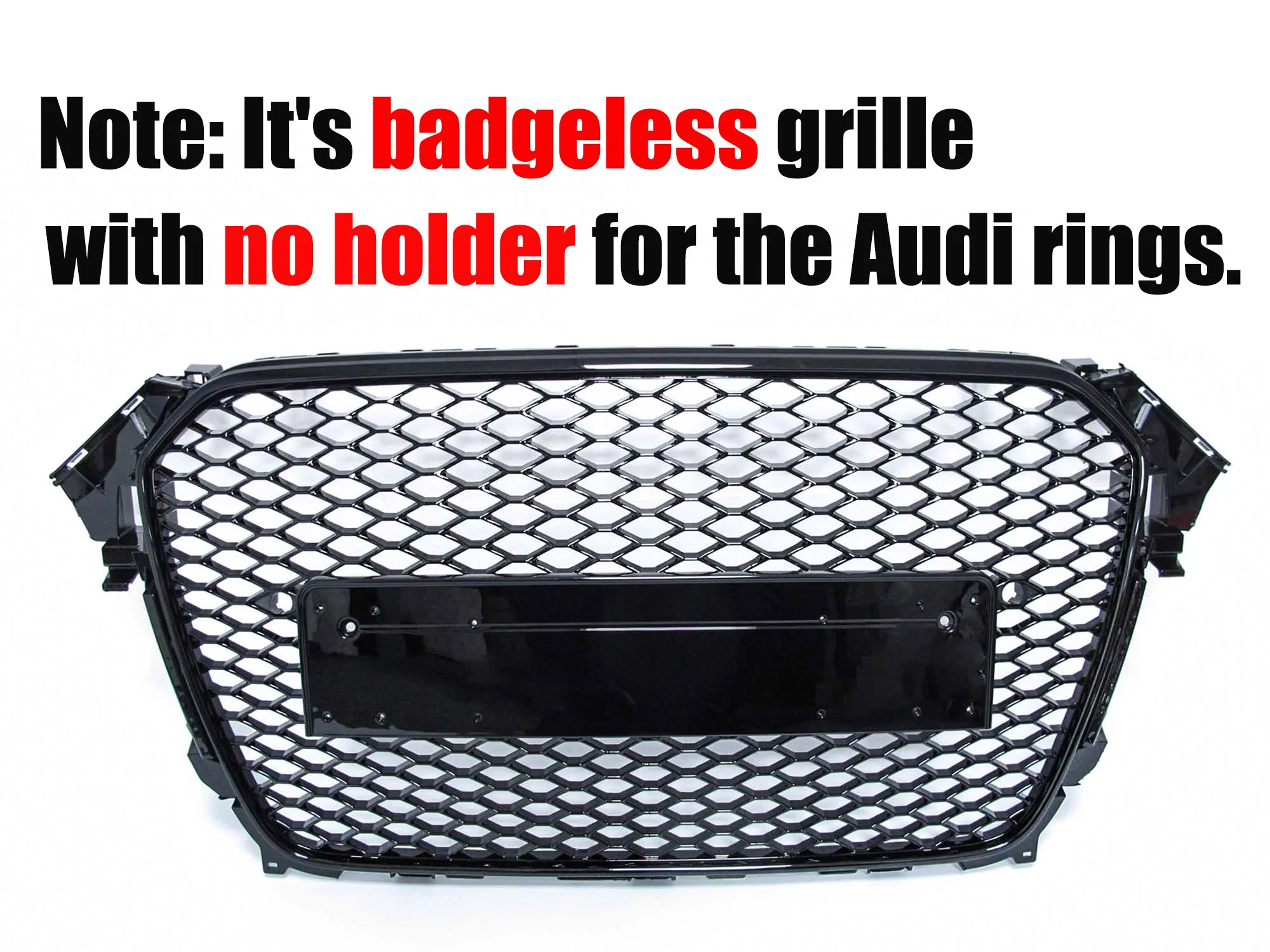 Honeycomb Sport Mesh RS4 Style Front Grille Black For 2013-2016 Audi A4 S4 B8.5 - Image 3