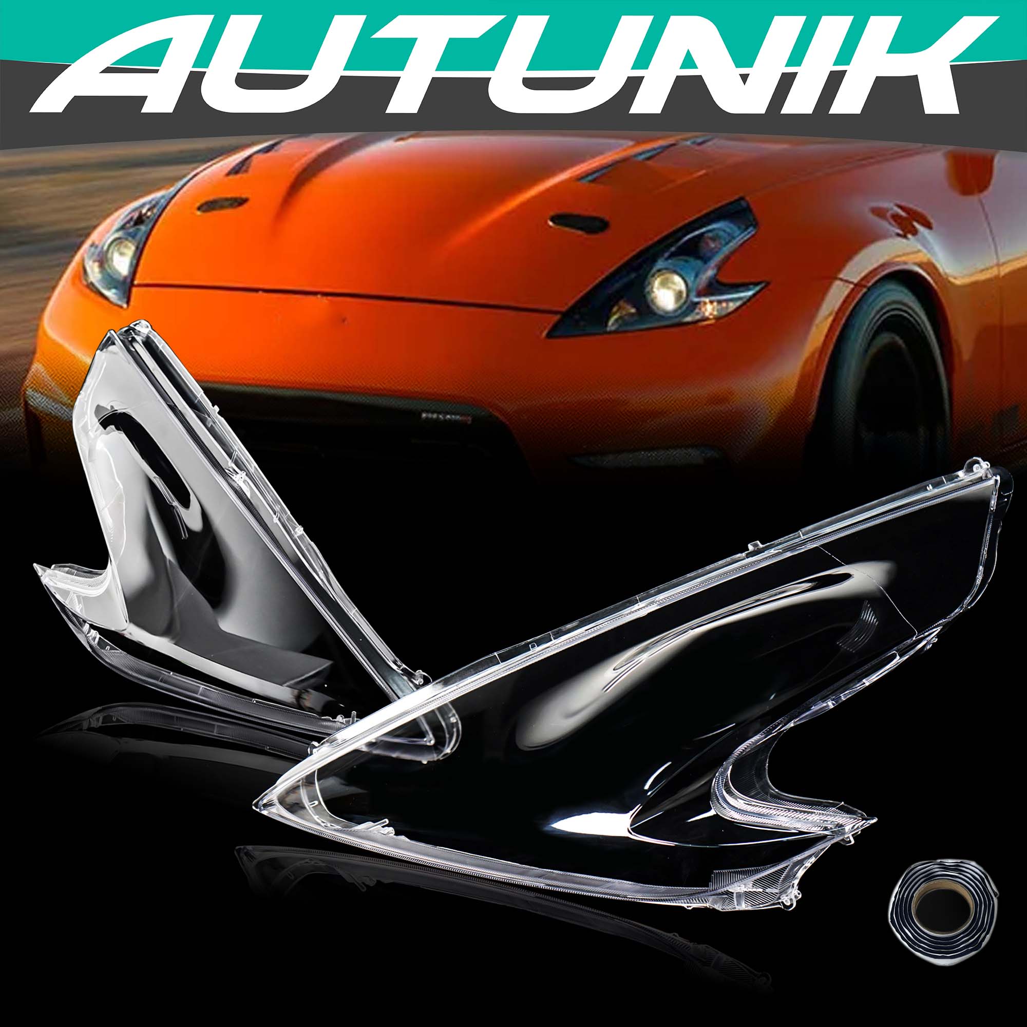 L+R Front Headlight Headlamp Lens Cover For Nissan 370Z 2009-2021