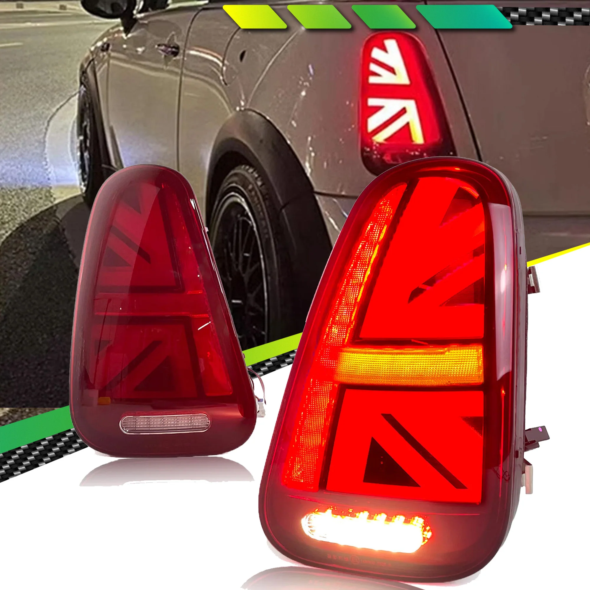 Pair Red LED Tail Lights w/ Start-Up For 2001–2007 Mini Cooper R50 R52 R53 - Image 2